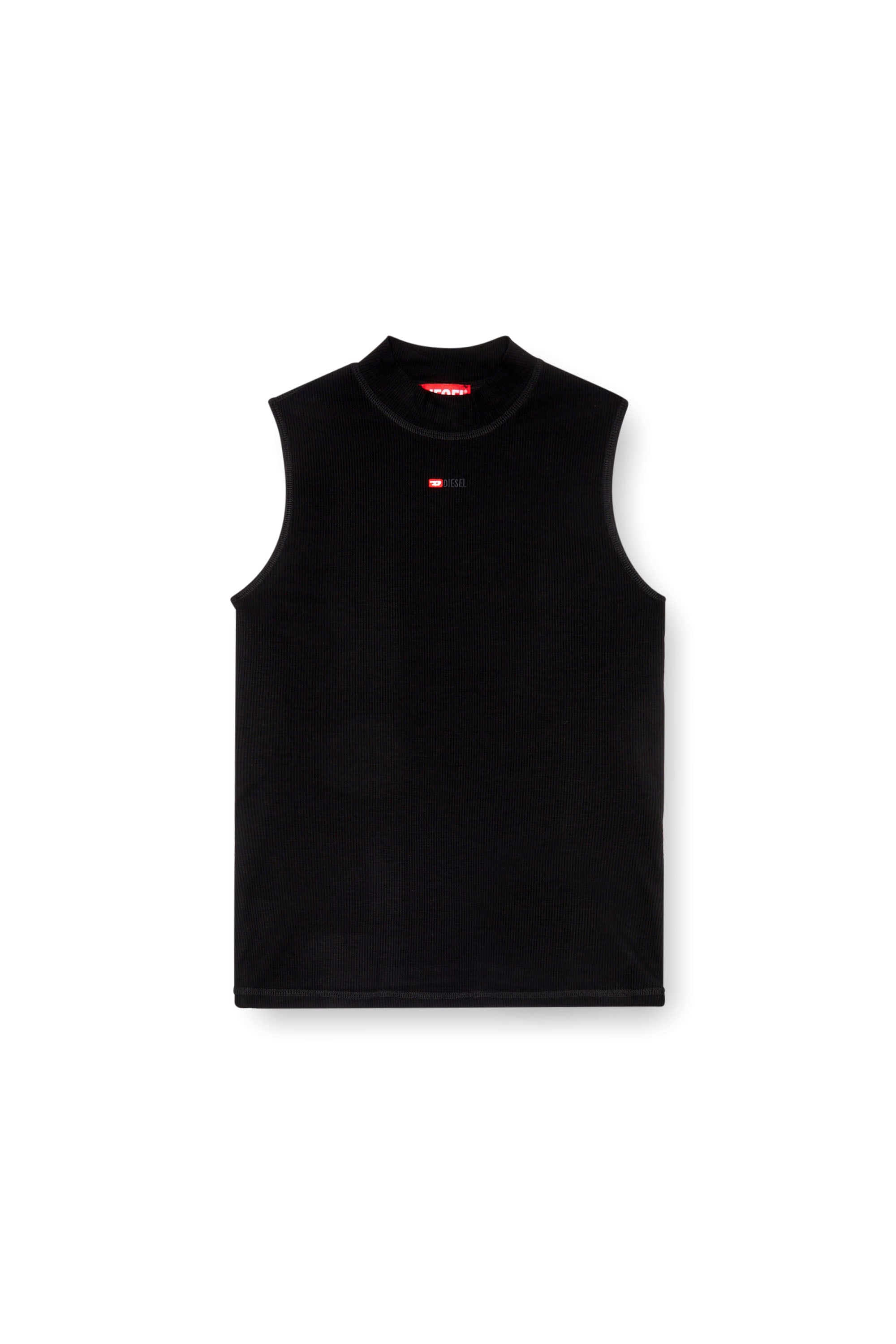 Diesel - T-MOKKY-SL-MICRODIV, Woman's Ribbed tank top with mock neck in Black - 2