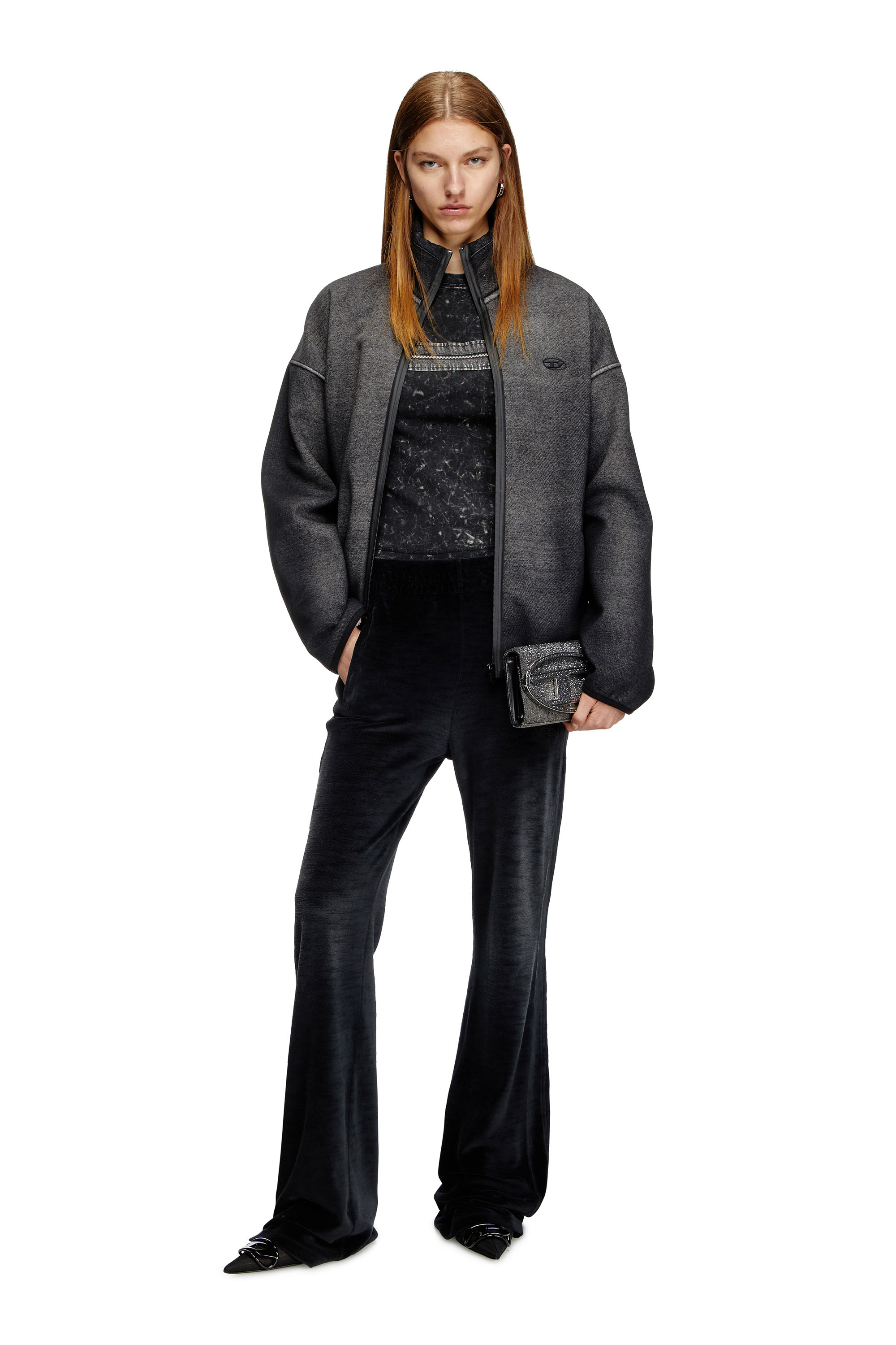 Diesel - P-ELY-Q1, Female's Wide leg sweatpants in Black - 3