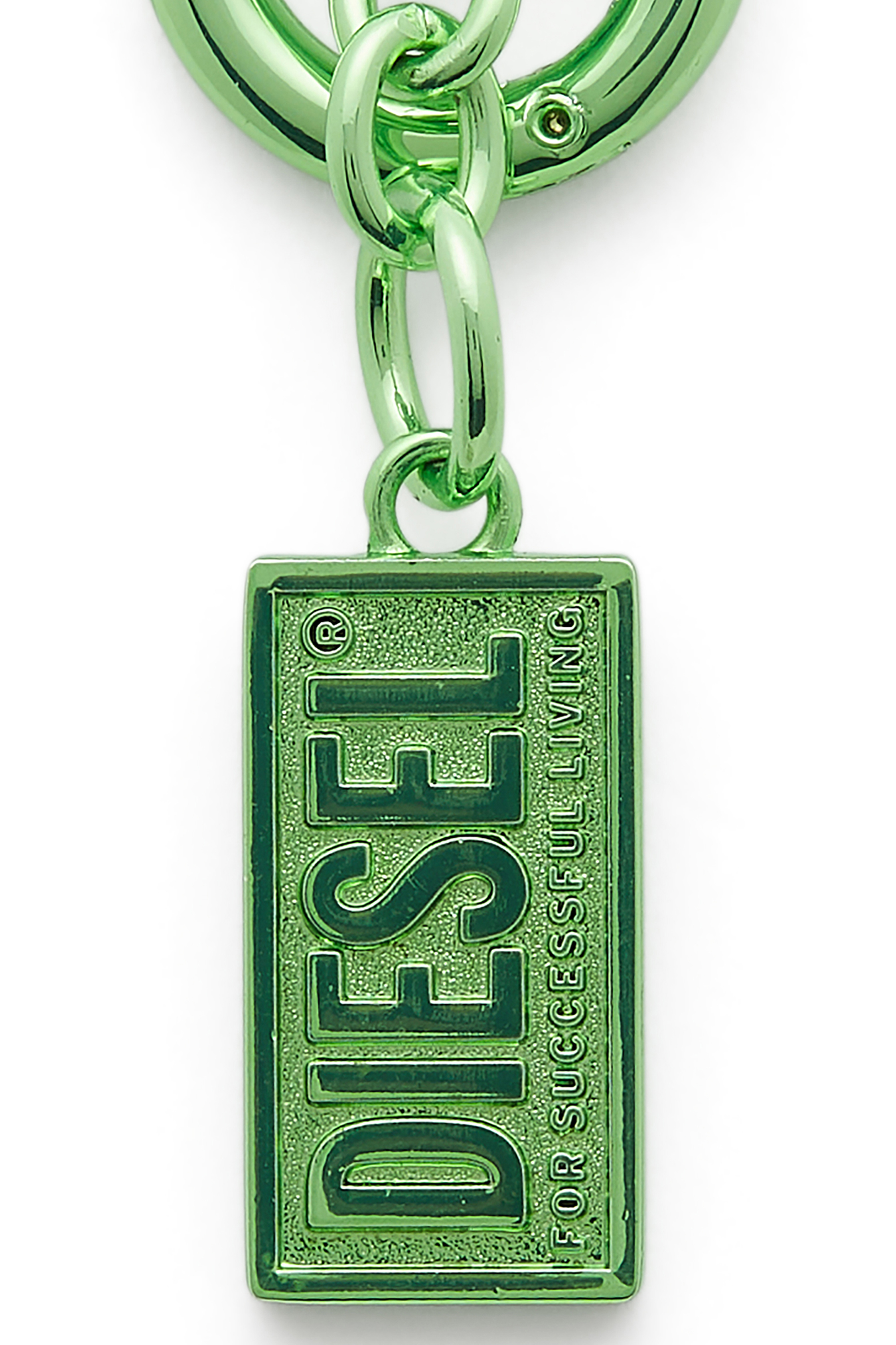 Diesel - CHARM-BISCOTTO, Llavero met&aacute;lico con charm logo Biscotto Mujer in Verde - 3
