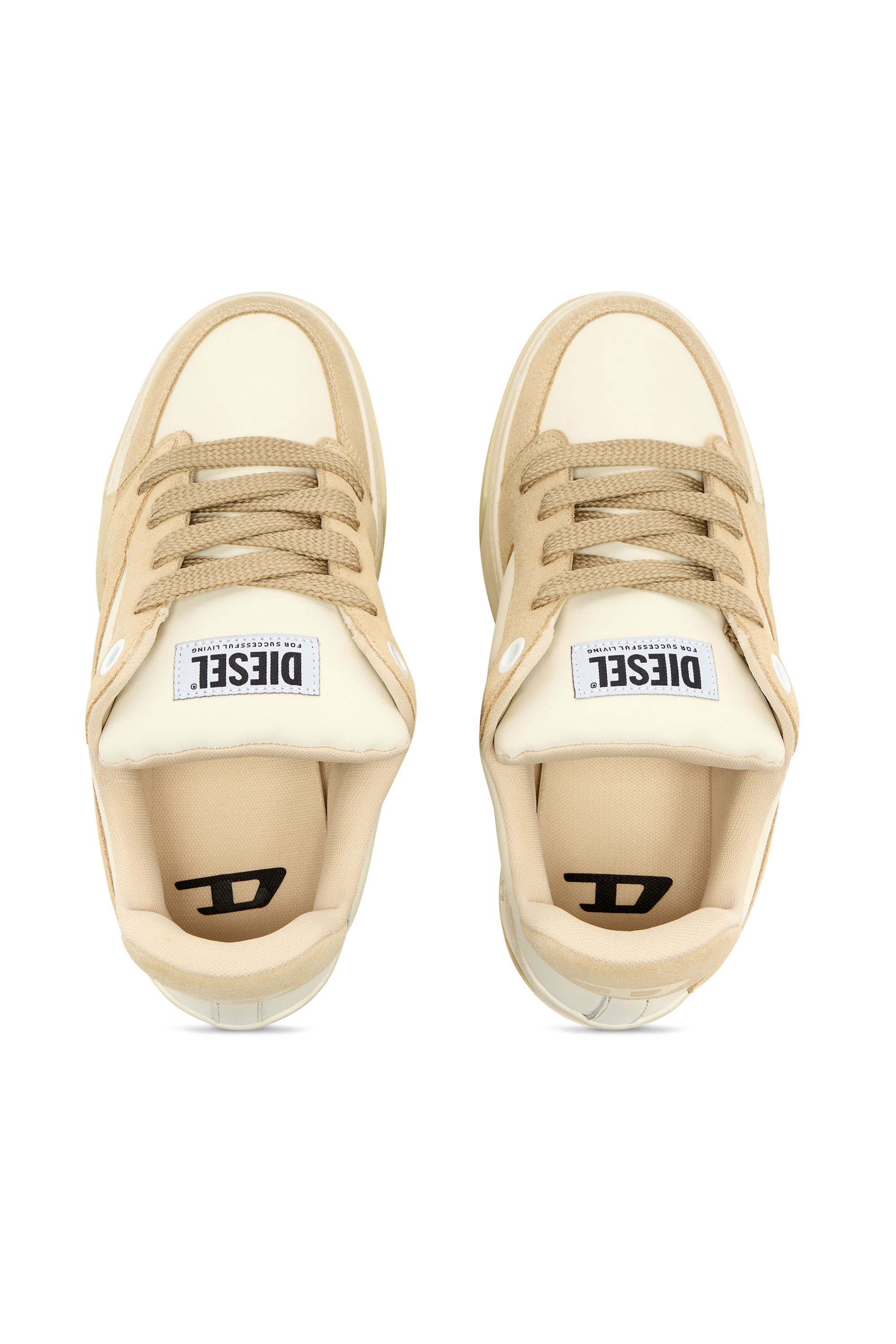 Diesel - S-D-OLLIE LOW W, Female's D-Ollie-Distressed sneakers in leather and suede in Beige - 4