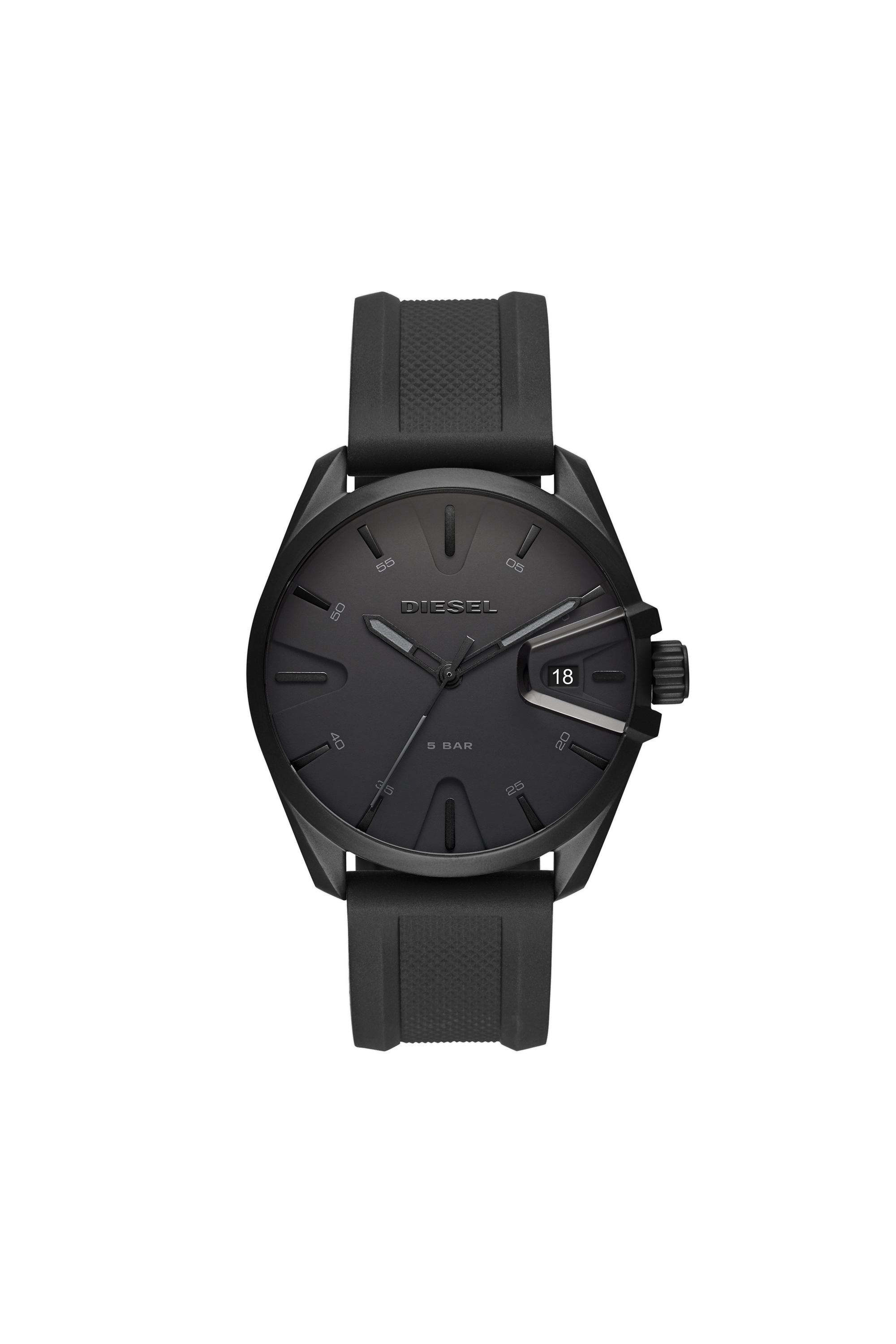 DZ1892 Man: MS9 three-hand black silicone watch | Diesel
