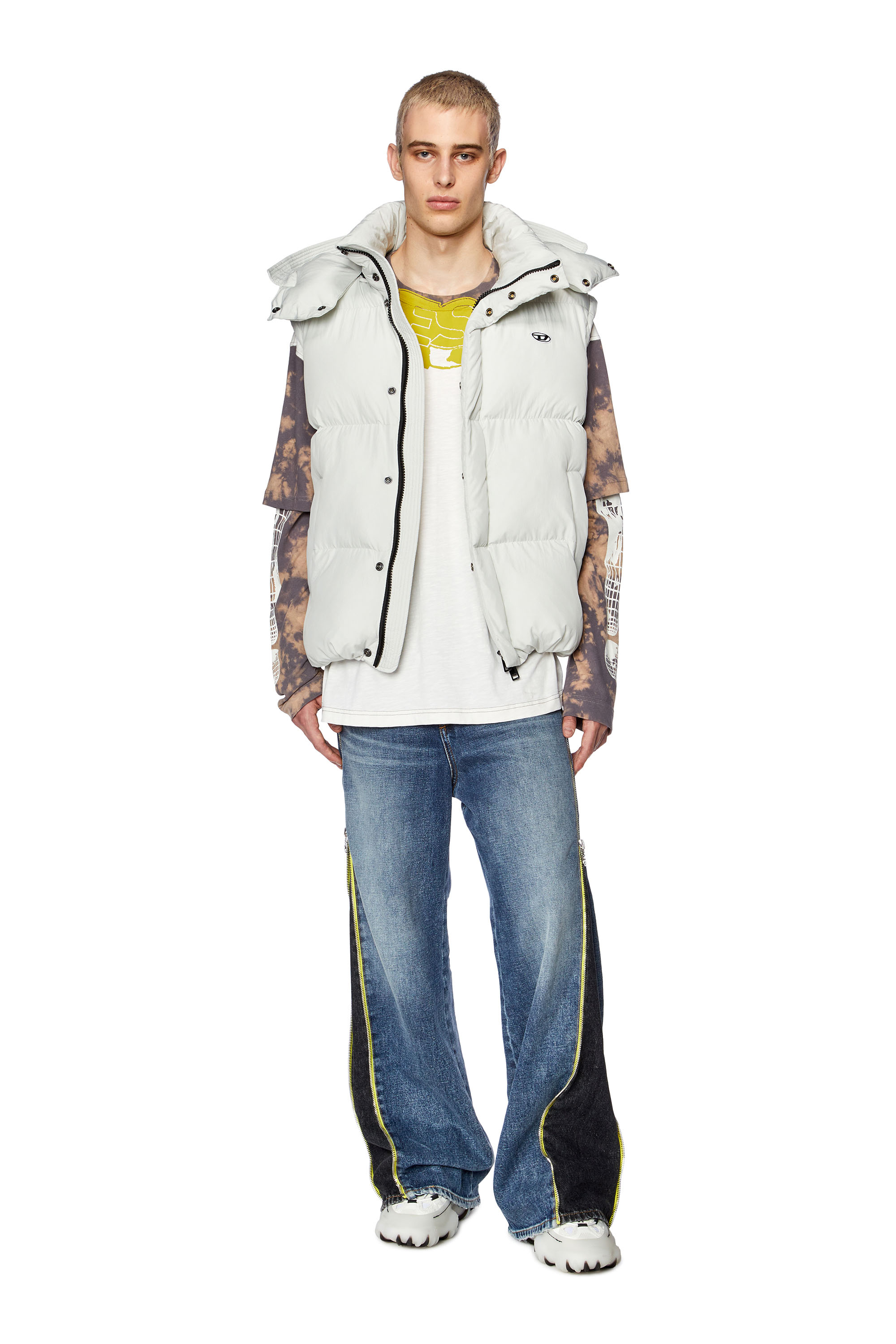 トップス DIESEL 22AW Puffer DOWN Vest Diesel Hooded puffer vest in faded denim - Winter Jackets Womens