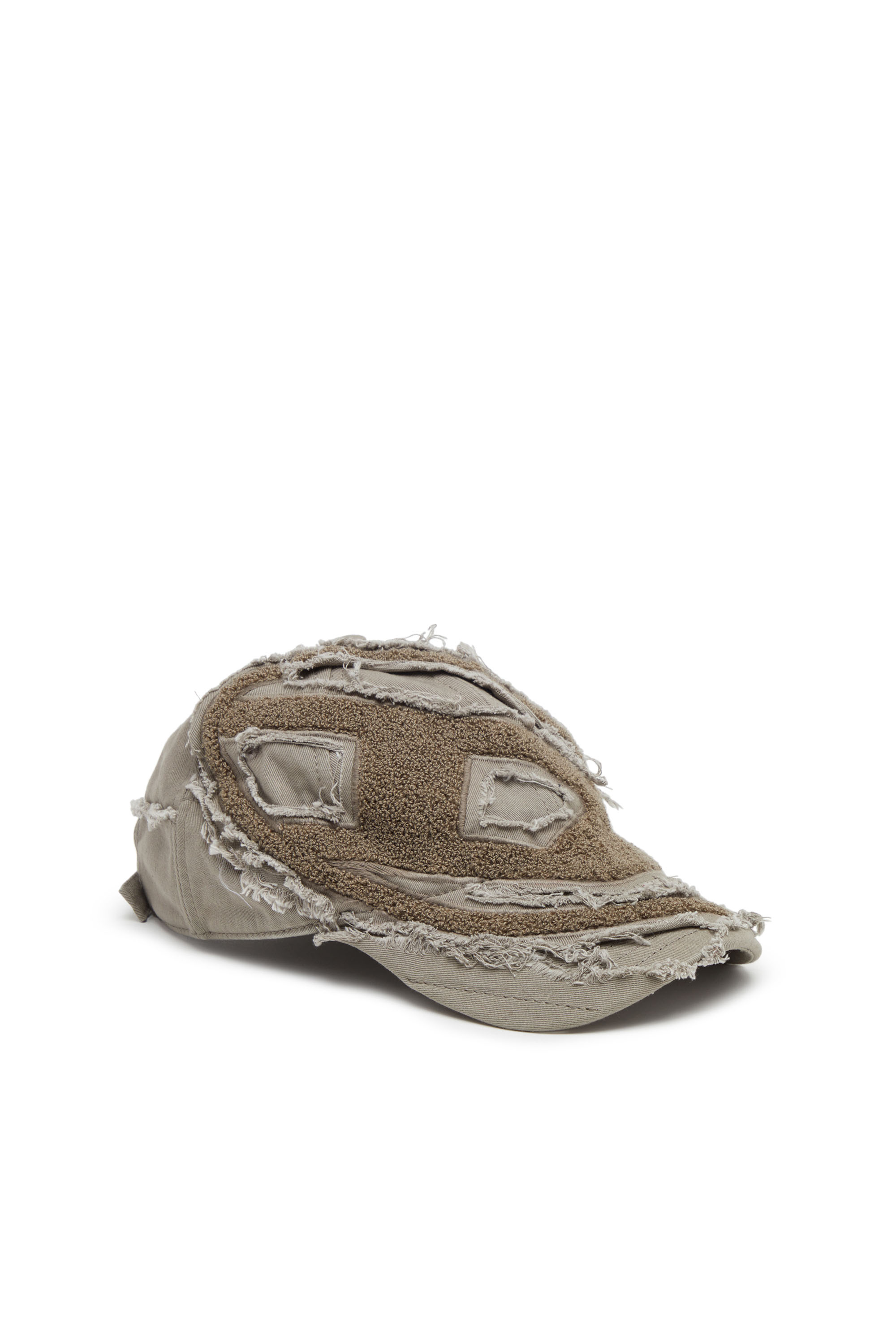 Diesel - C-OBI, Man's Baseball cap with towel oval D patch in Brown/Grey - 1