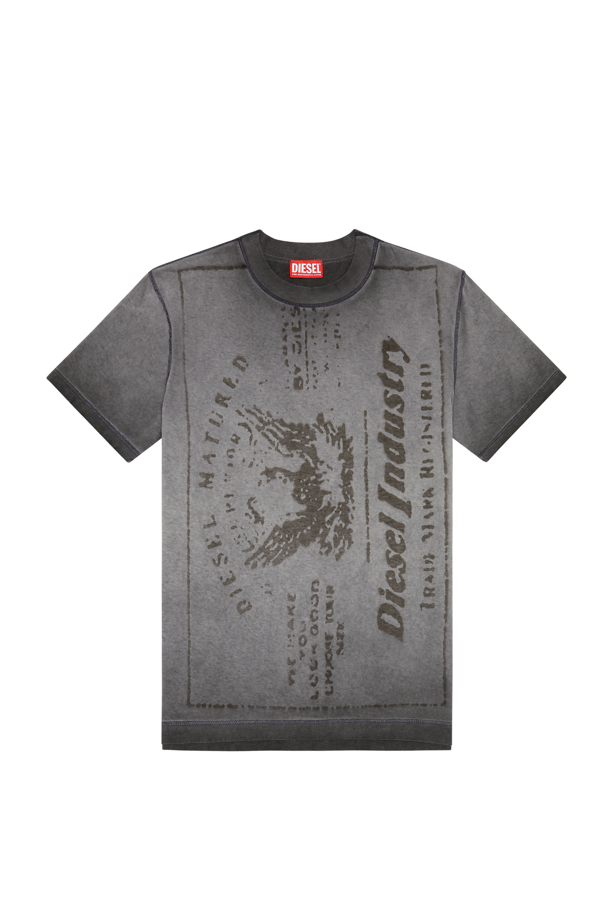 Diesel - T-DIEGOR-L2, Man's T-shirt with faded jacron print in Dark grey - 2