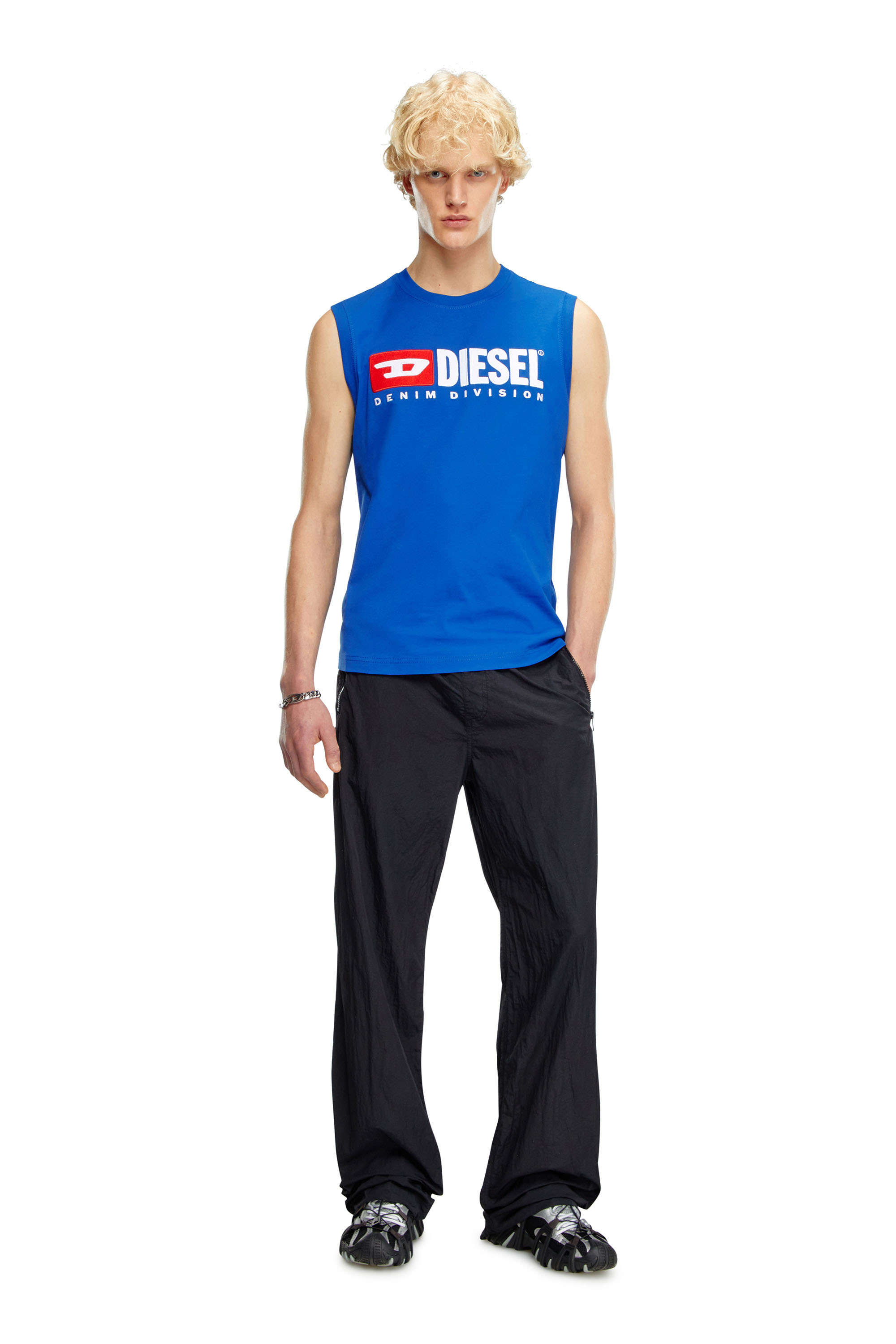 Men's Tank top with chest logo print | Blue | Diesel