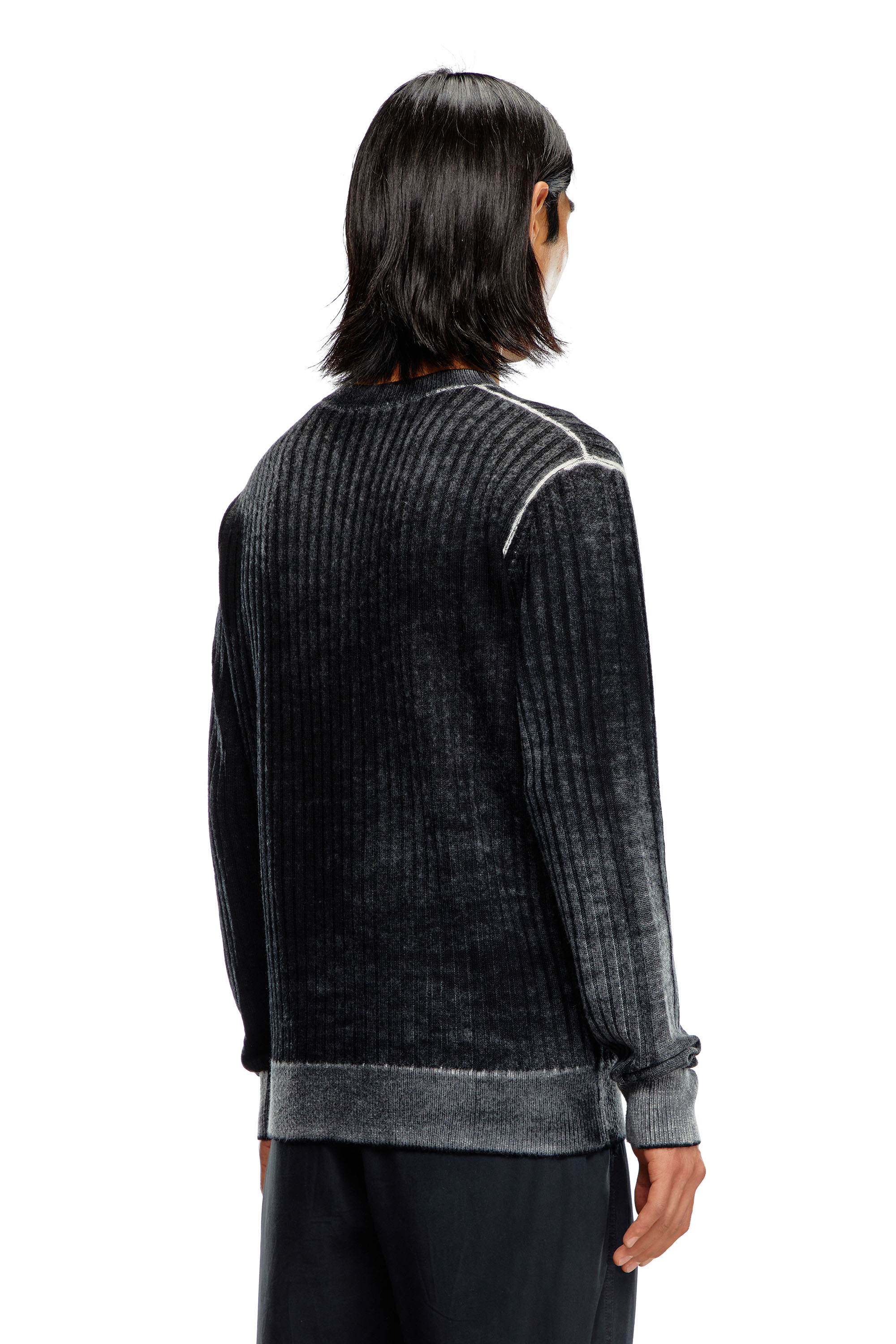 Diesel - K-ANDELERO, Man's Printed wool jumper in Grey - 4