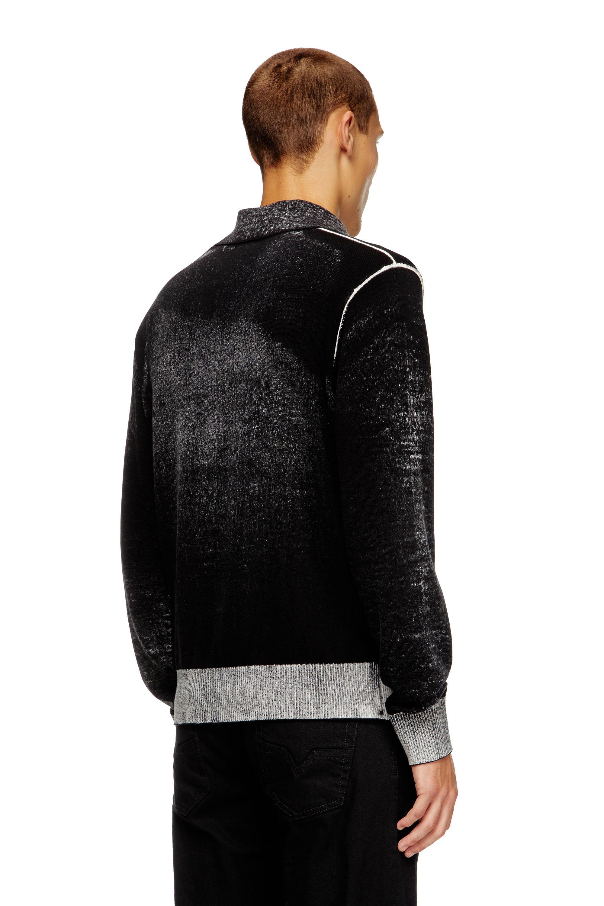 Diesel - K-LORENZO, Male's Reverse-print polo jumper in Black - 3