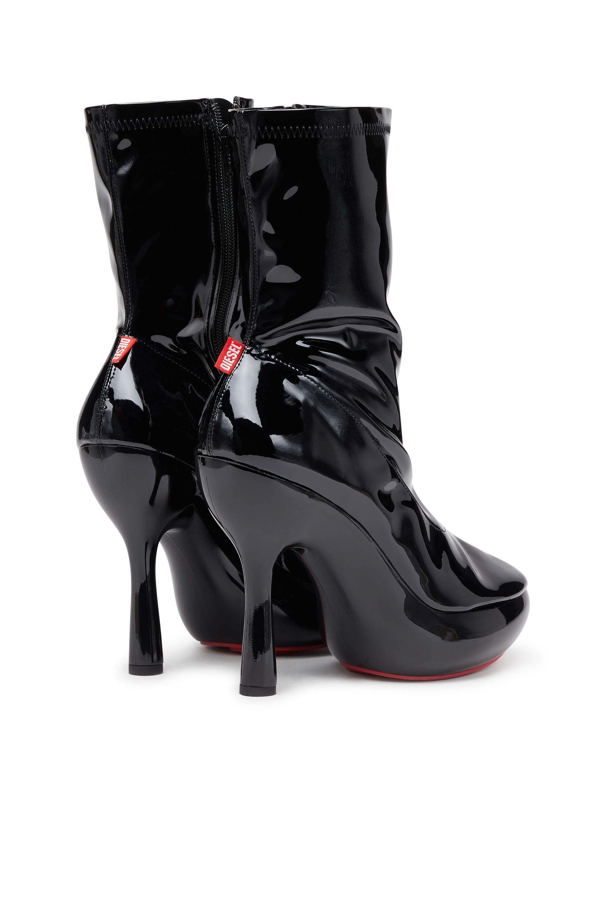 Diesel - D-LAKE PLATFORM MIDB ZIP  STRETCH, D-Lake-Bottines à plateforme en PU stretch verni Femme in Noir - 4