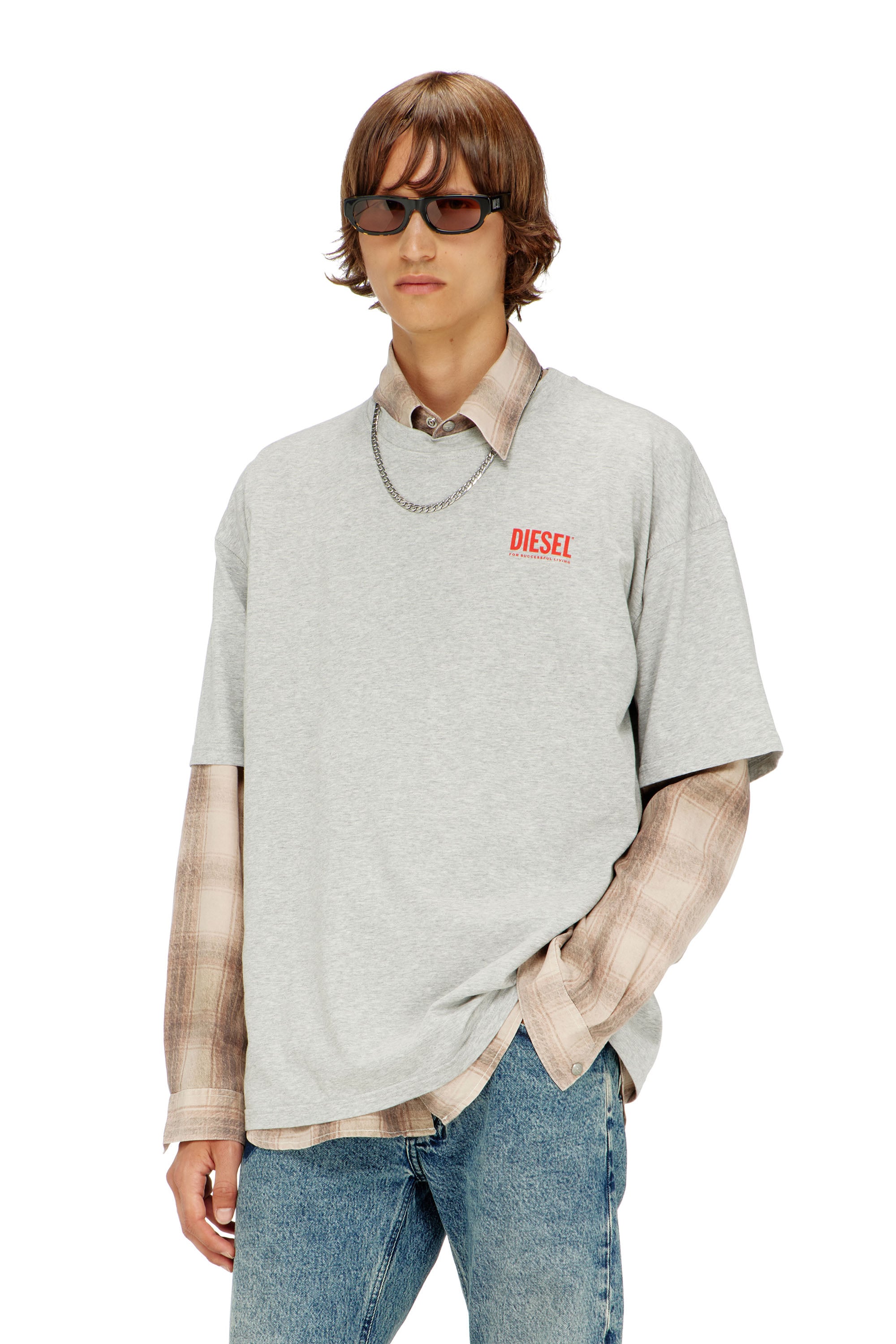 Diesel - T-BOXT-BISK, Camiseta de algod&oacute;n con estampado Diesel Biscotto Hombre in Gris - 1