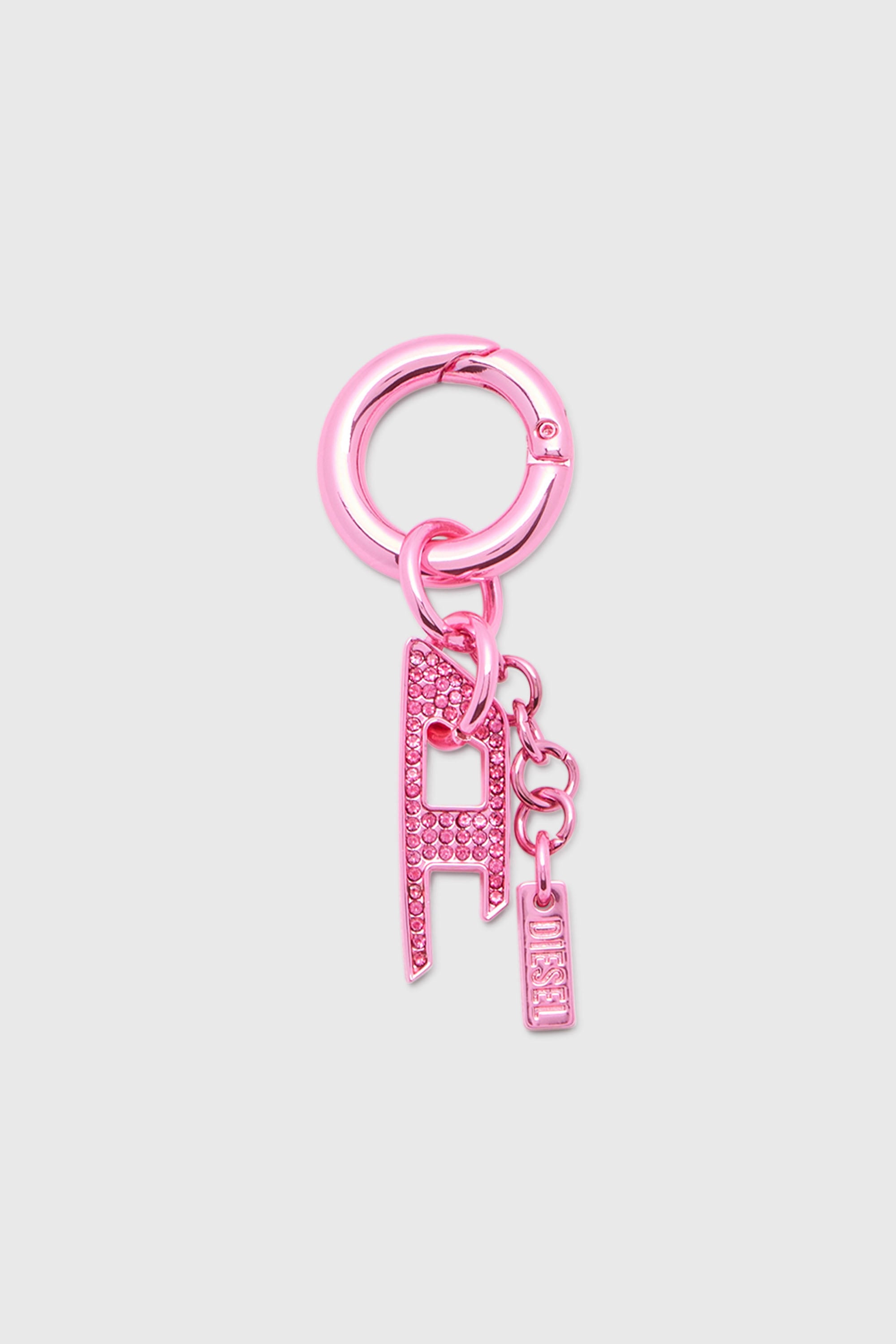 Diesel - CHARM-D, Charm met&aacute;lico con colgante D de strass Unisex in Rosa - 1