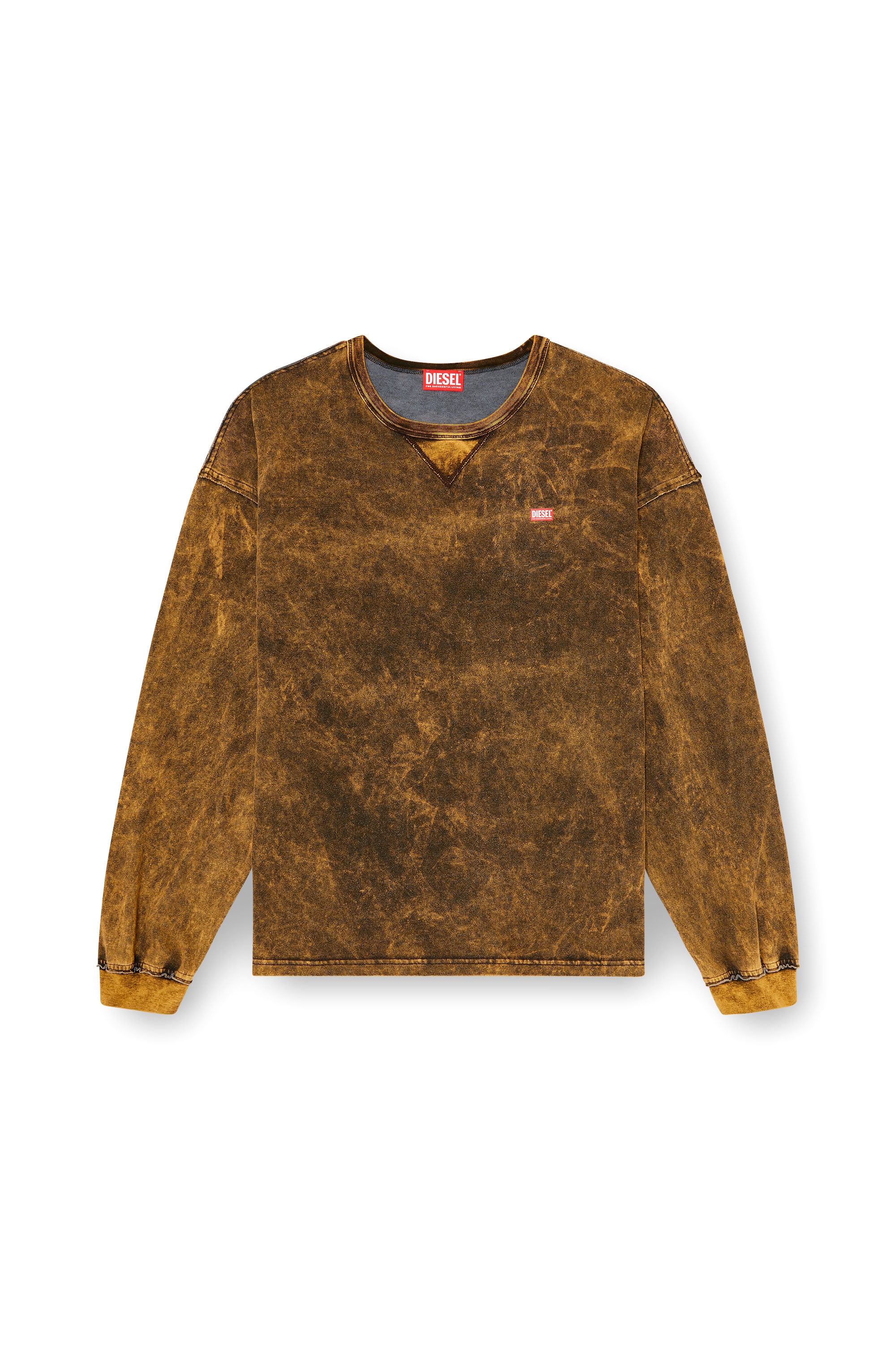 Diesel - T-BOXT-LS-RAW, Man's Acid-wash long-sleeve T-shirt with frayed details in Brown - 3