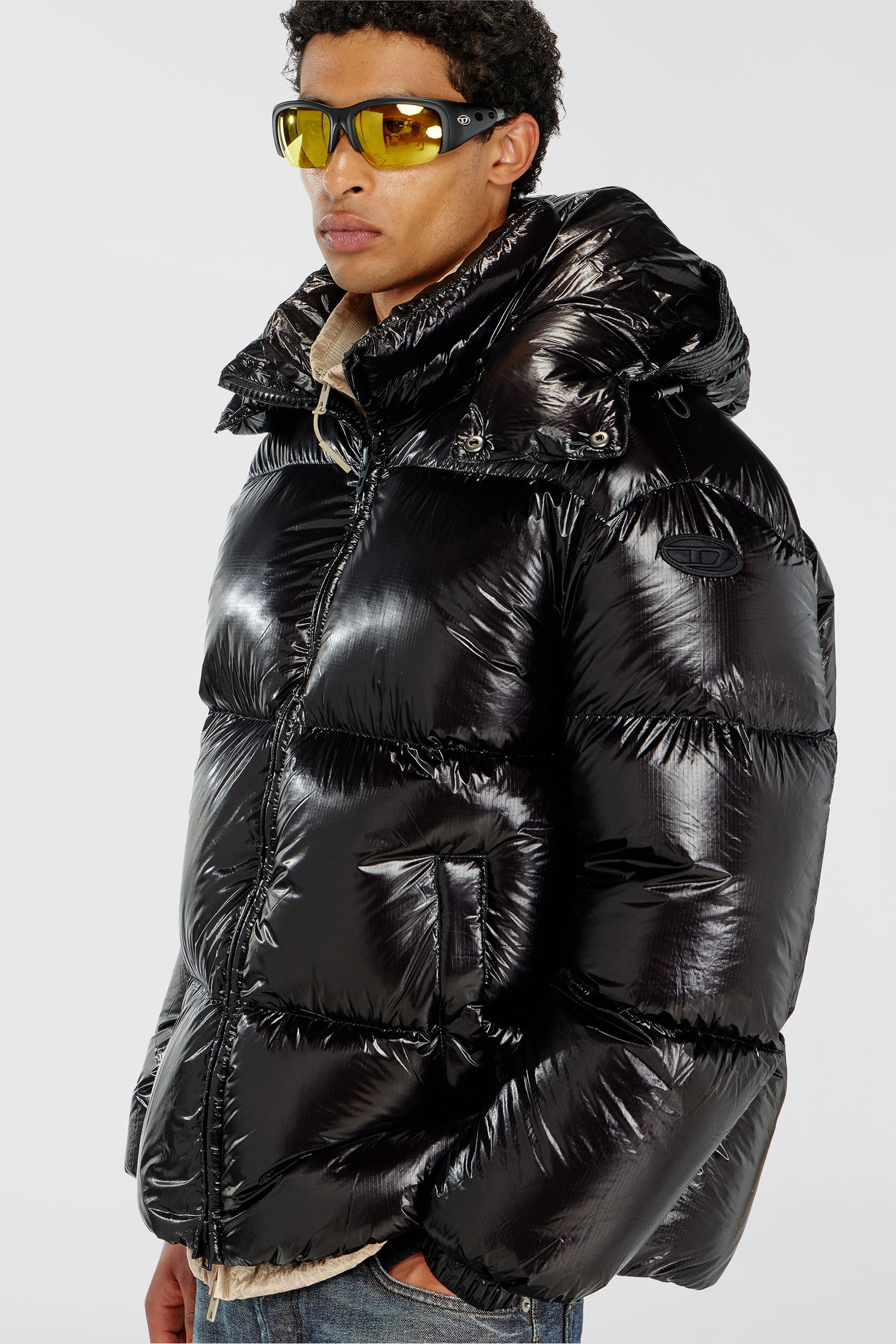 Diesel - W-ROLFYS-WRD-BKCP, Man's Down puffer jacket with detachable hood in Black - 4