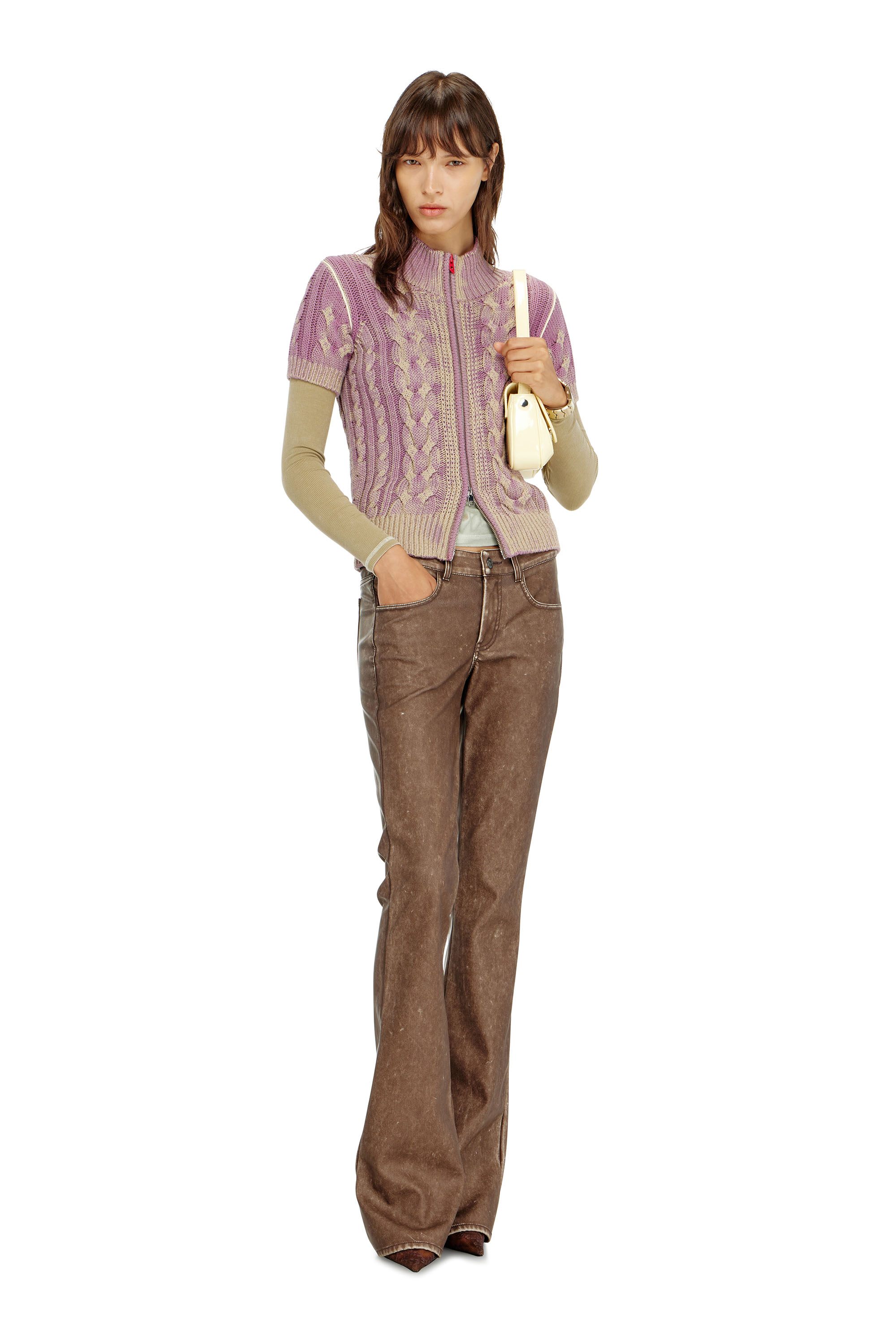 Diesel - M-ELANA, C&aacute;rdigan de punto con cremallera y manga corta Mujer in Multicolor - 2