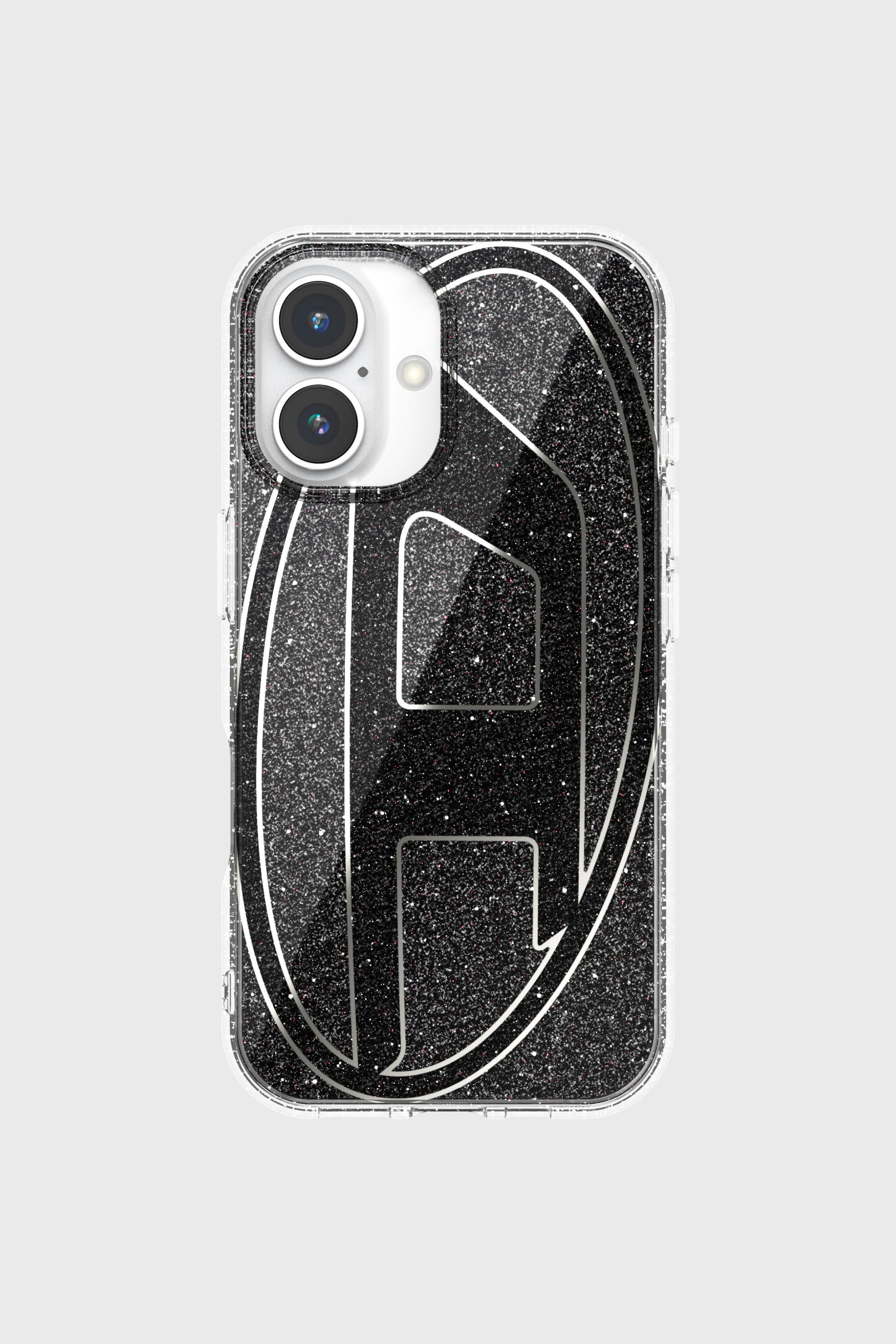 Diesel - 60147 AOP CASE, Unisex's Oval D Glitter Case for iP 16 in Black - 2
