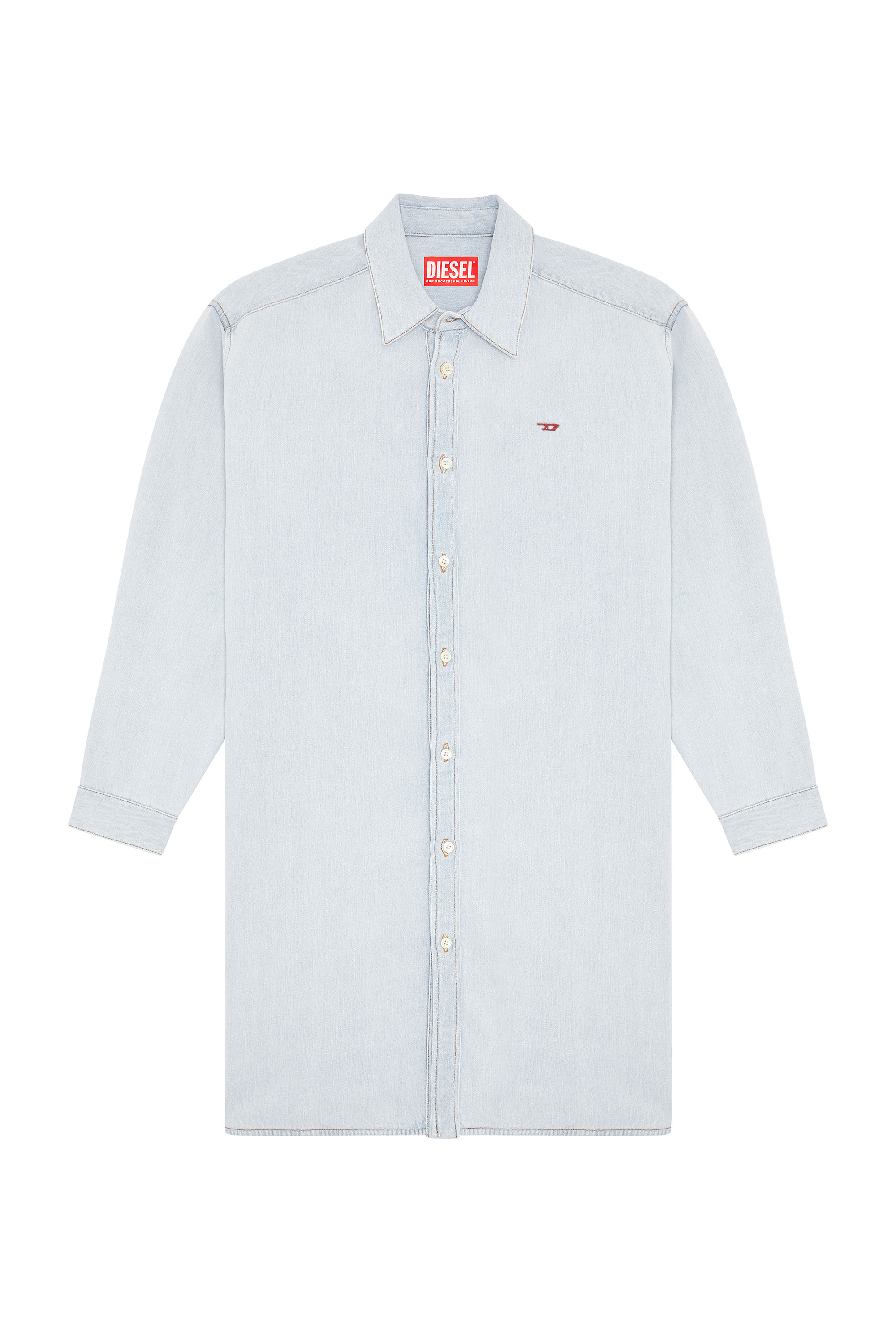 Diesel - DE-BLEX SHIRT DRESS, Woman's Shirt dress in denim in Light Blue - 1