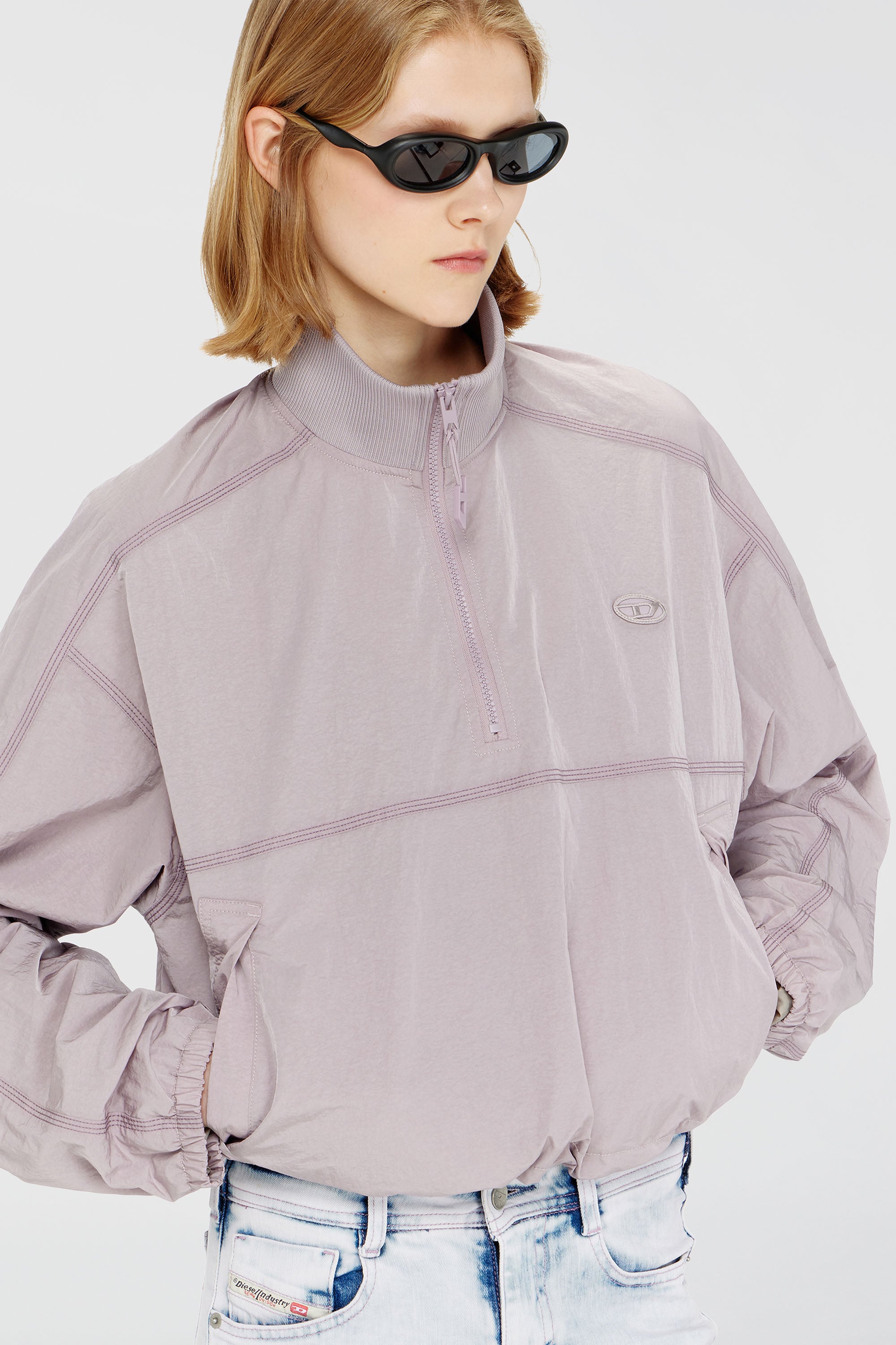 Diesel - G-ANOCK, Female's Relaxed nylon jacket with mock neck in Lilac - 4