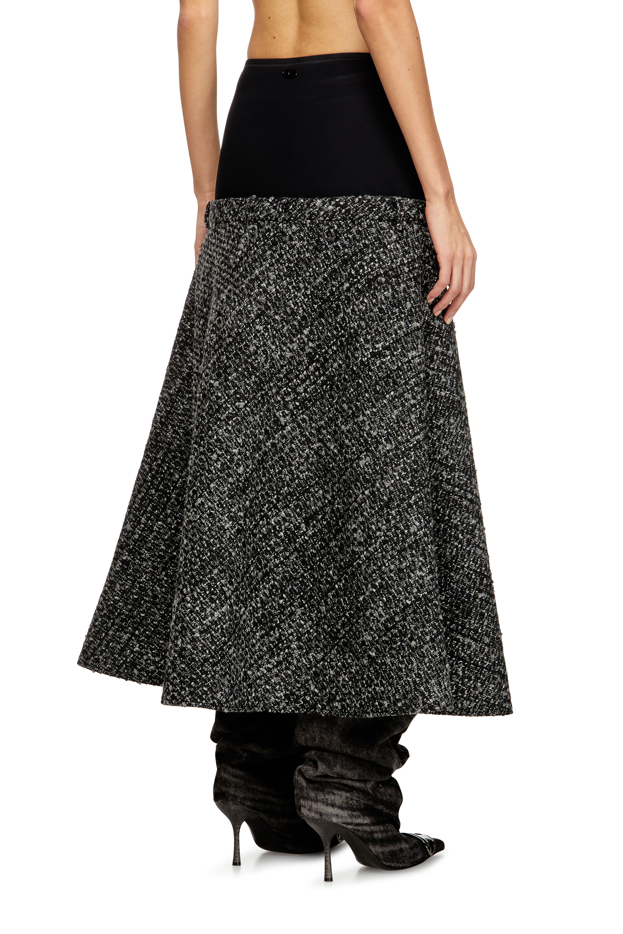 Diesel - O-GRACE, Female's Bouclé skirt with stretch waist in Black - 4