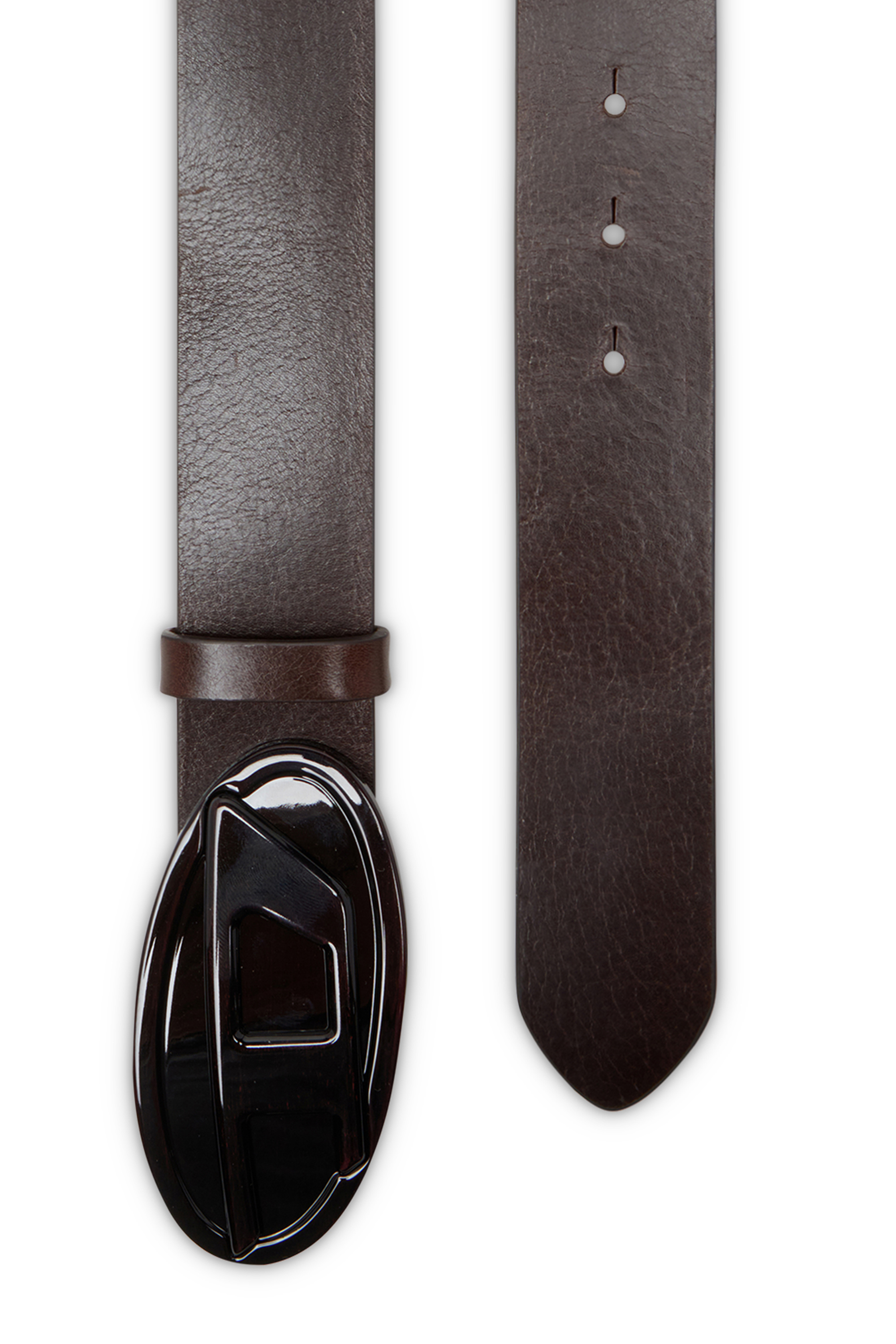 Diesel - B-1DR 2.0, Female's 4cm leather belt with glossy Oval D buckle in Brown - 2