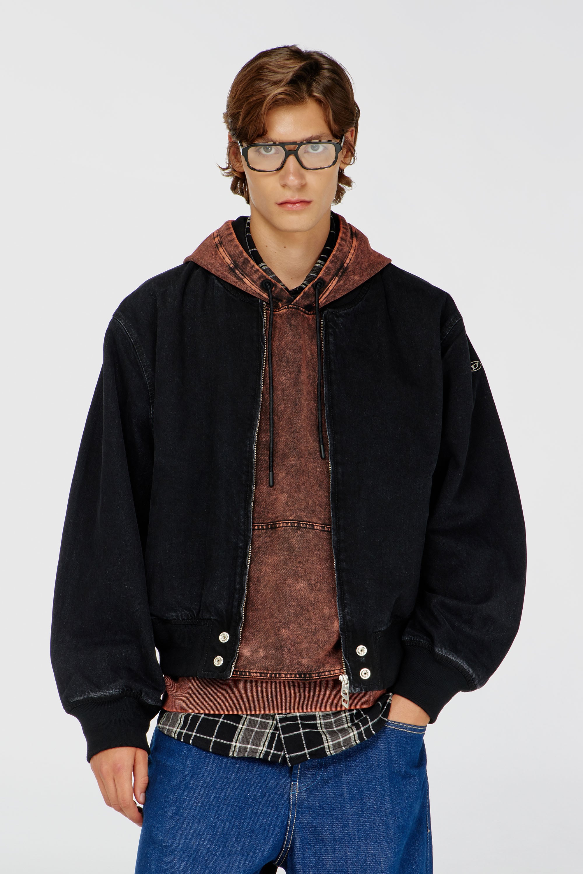Diesel - D-GUZ, Chaqueta bomber en denim Unisex in Negro - 1