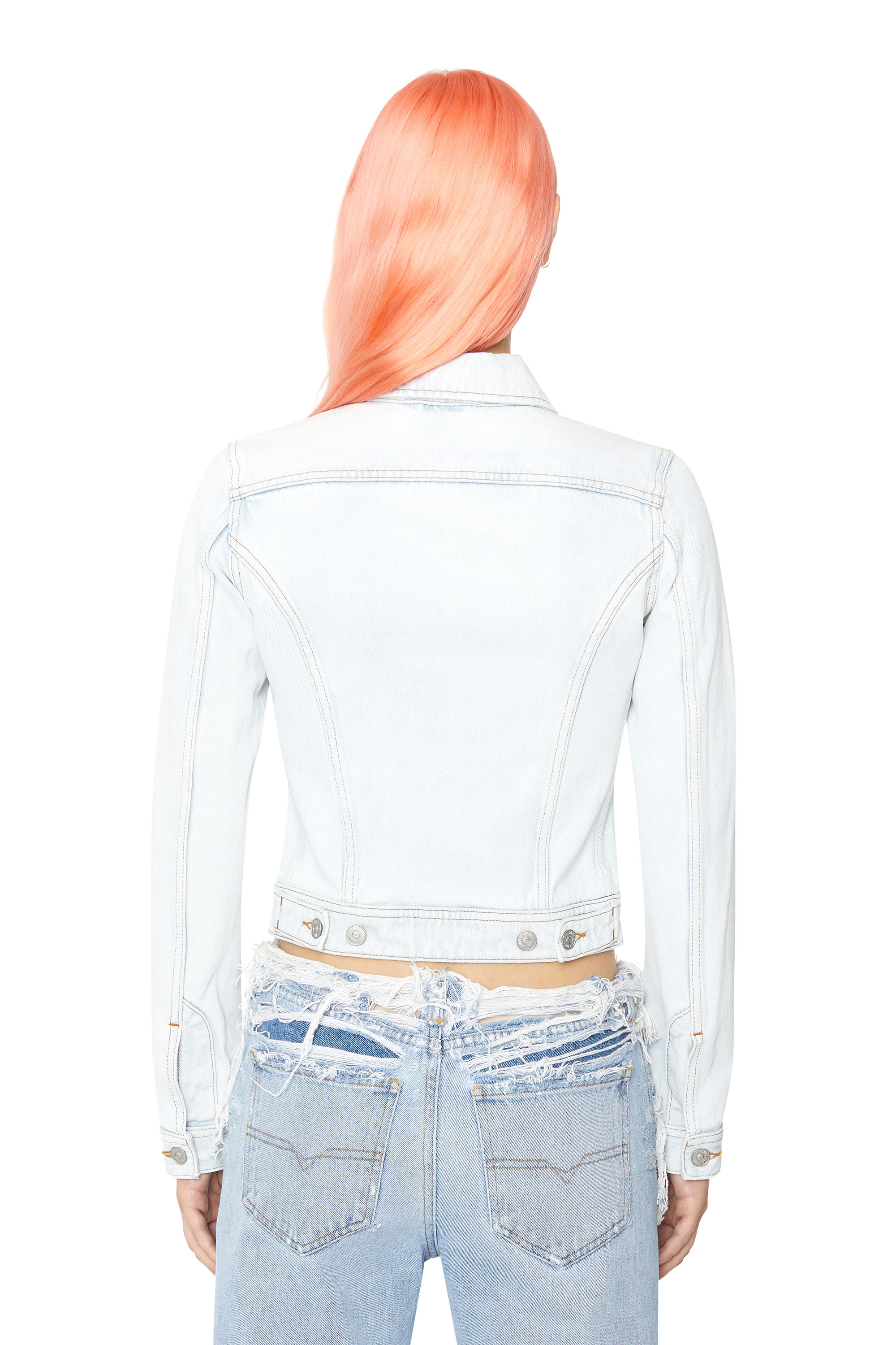 Diesel - DE-SLIMMY TRUCKER JACKET, Woman's Slim-fit trucker jacket in Light Blue - 5