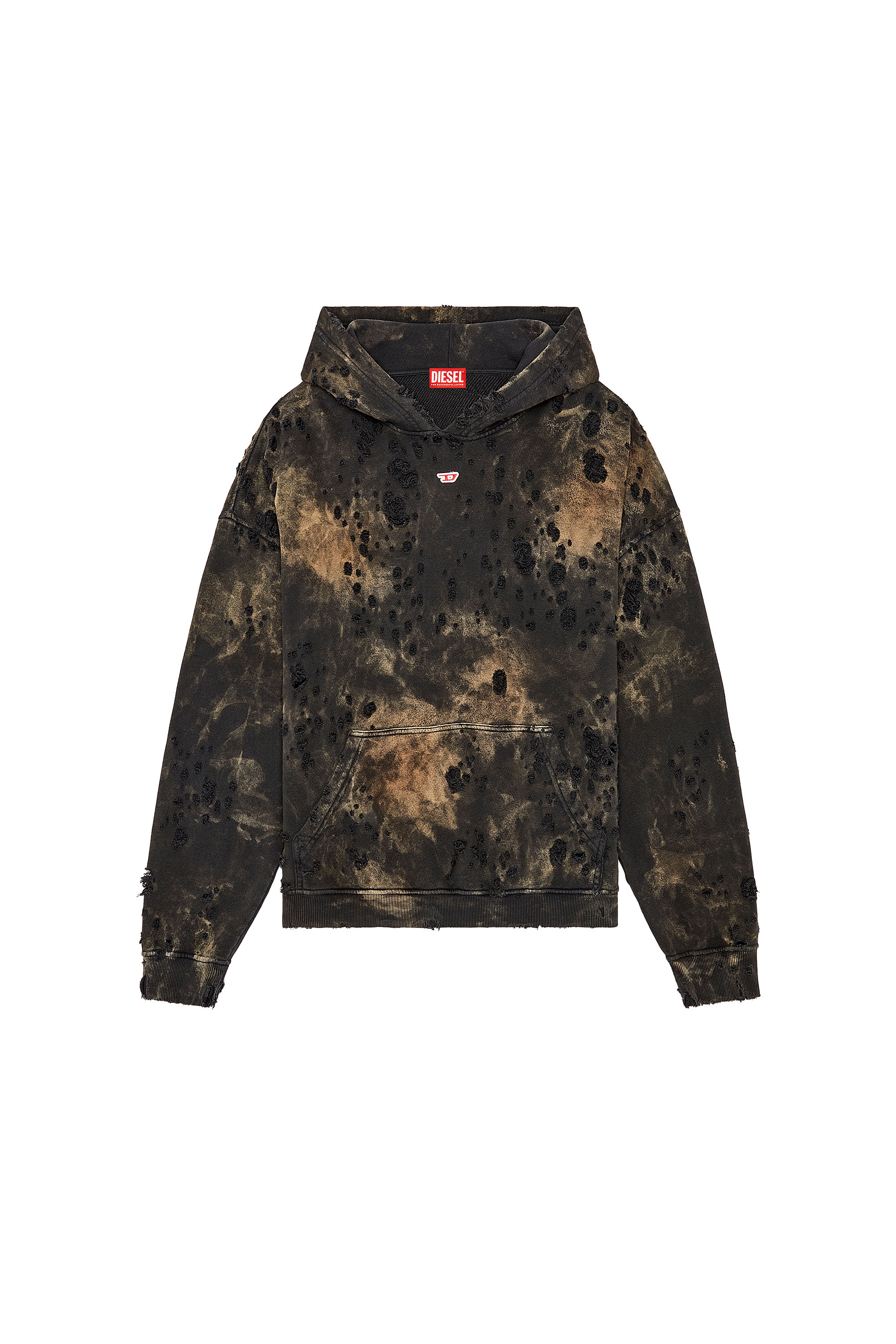 Men's Destroyed hoodie with marble-effect | Multicolor | Diesel