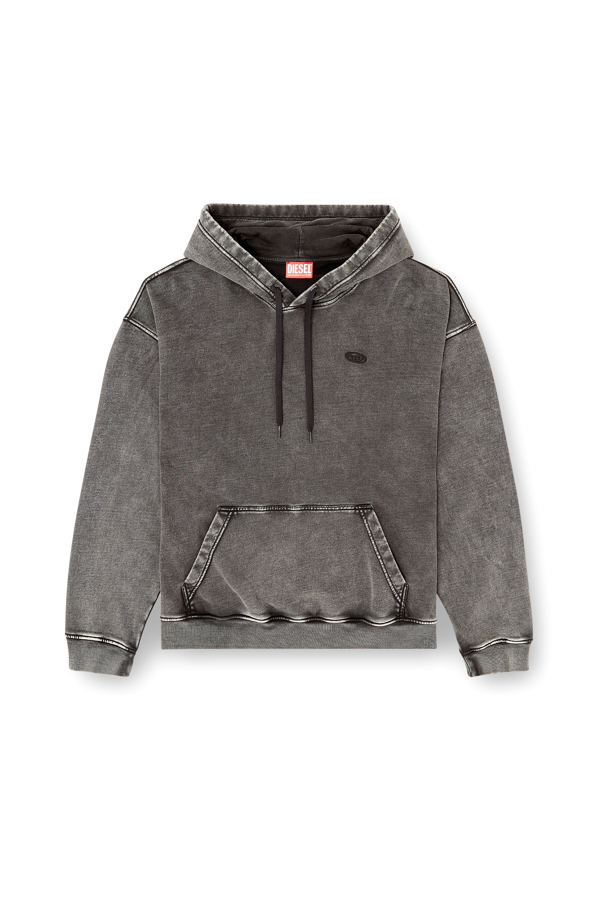 Diesel - S-BOXT-HOOD-DEN, Sudadera con parche trasero de corte bruto Hombre in Gris - 3