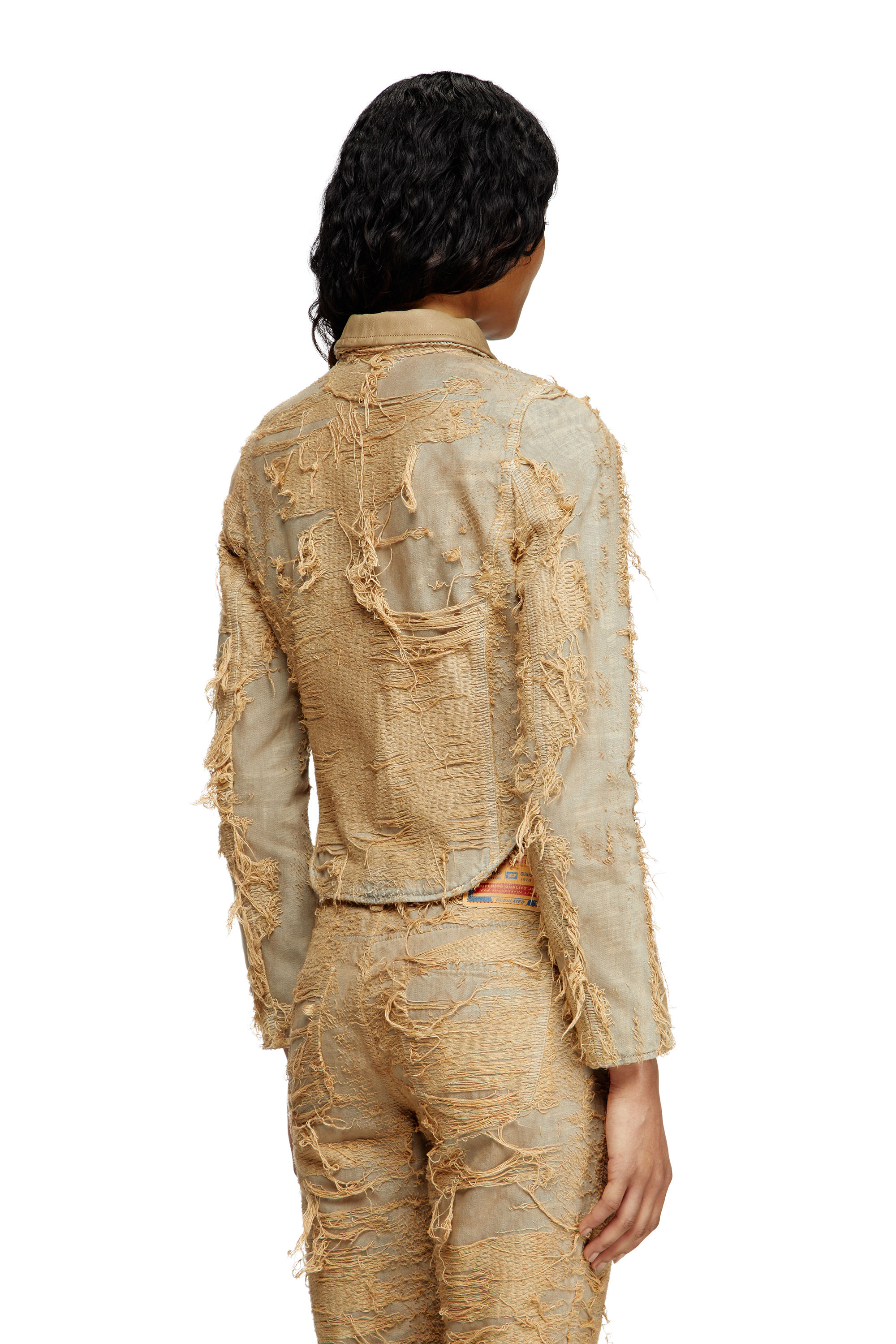 Diesel - DE-NEA-FSG, Female's Slim jacket in overdyed floating-thread denim in Light Brown - 3