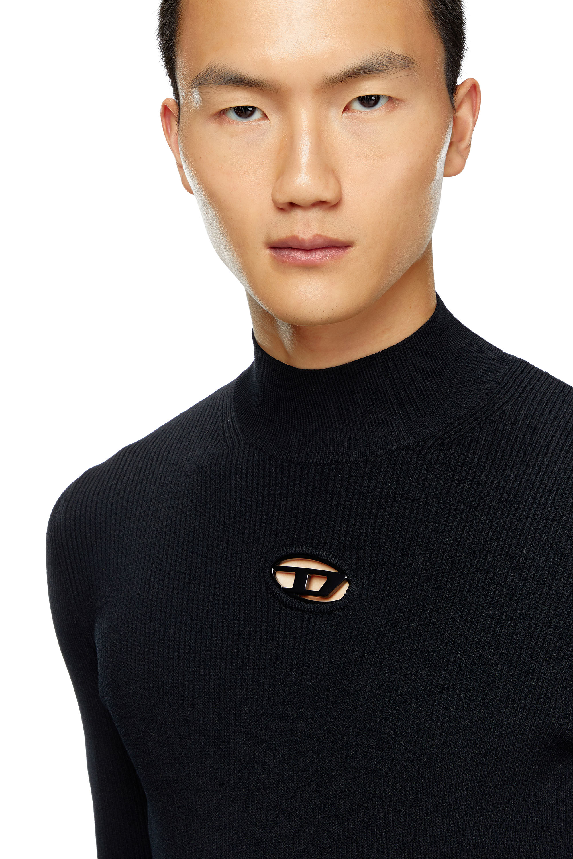 Diesel - K-ZACKARY, Male's Mock-neck jumper with Oval D in Black - 4