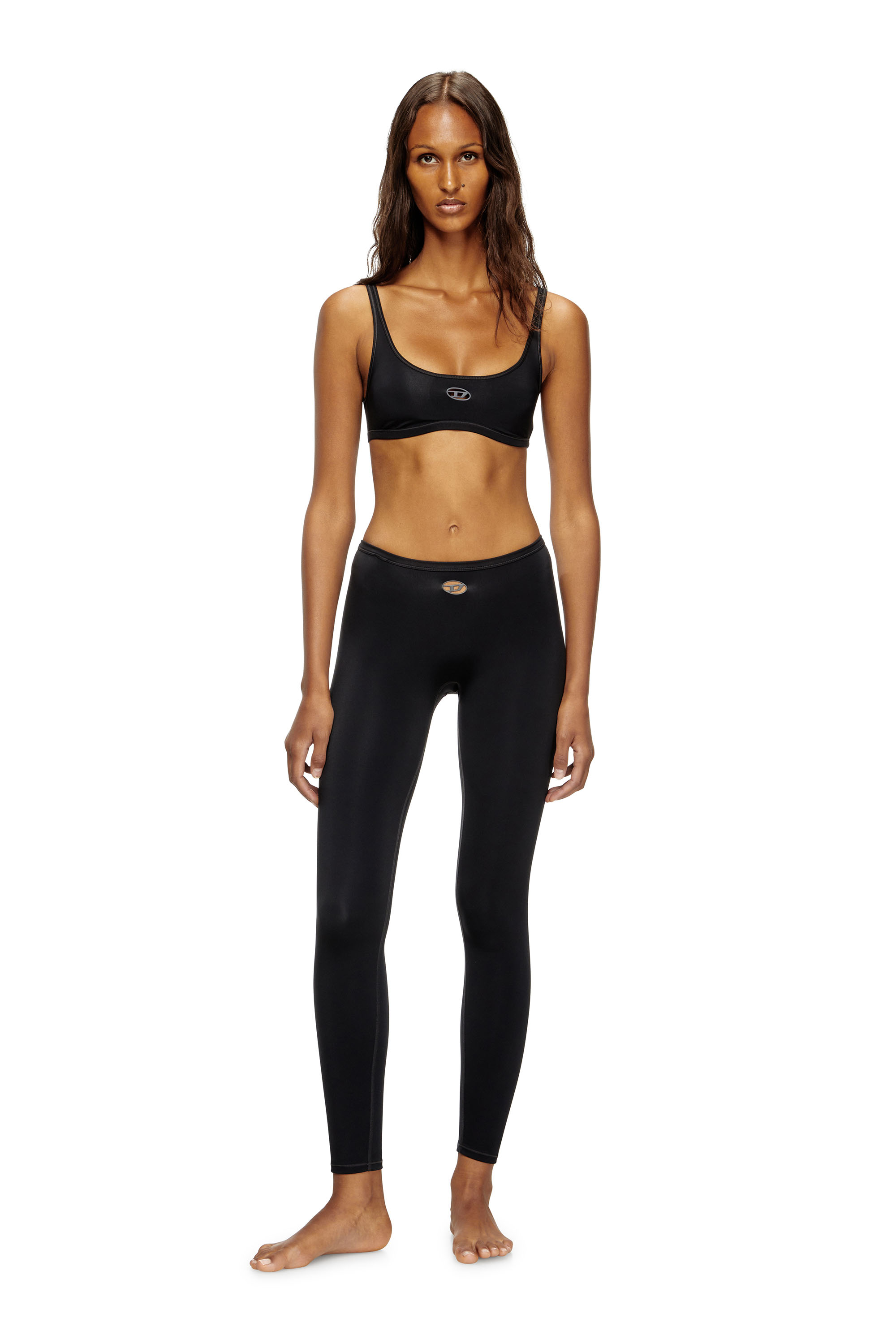Diesel - MINA-UTLT, Woman's Stretch Nylon leggings in Black - 3