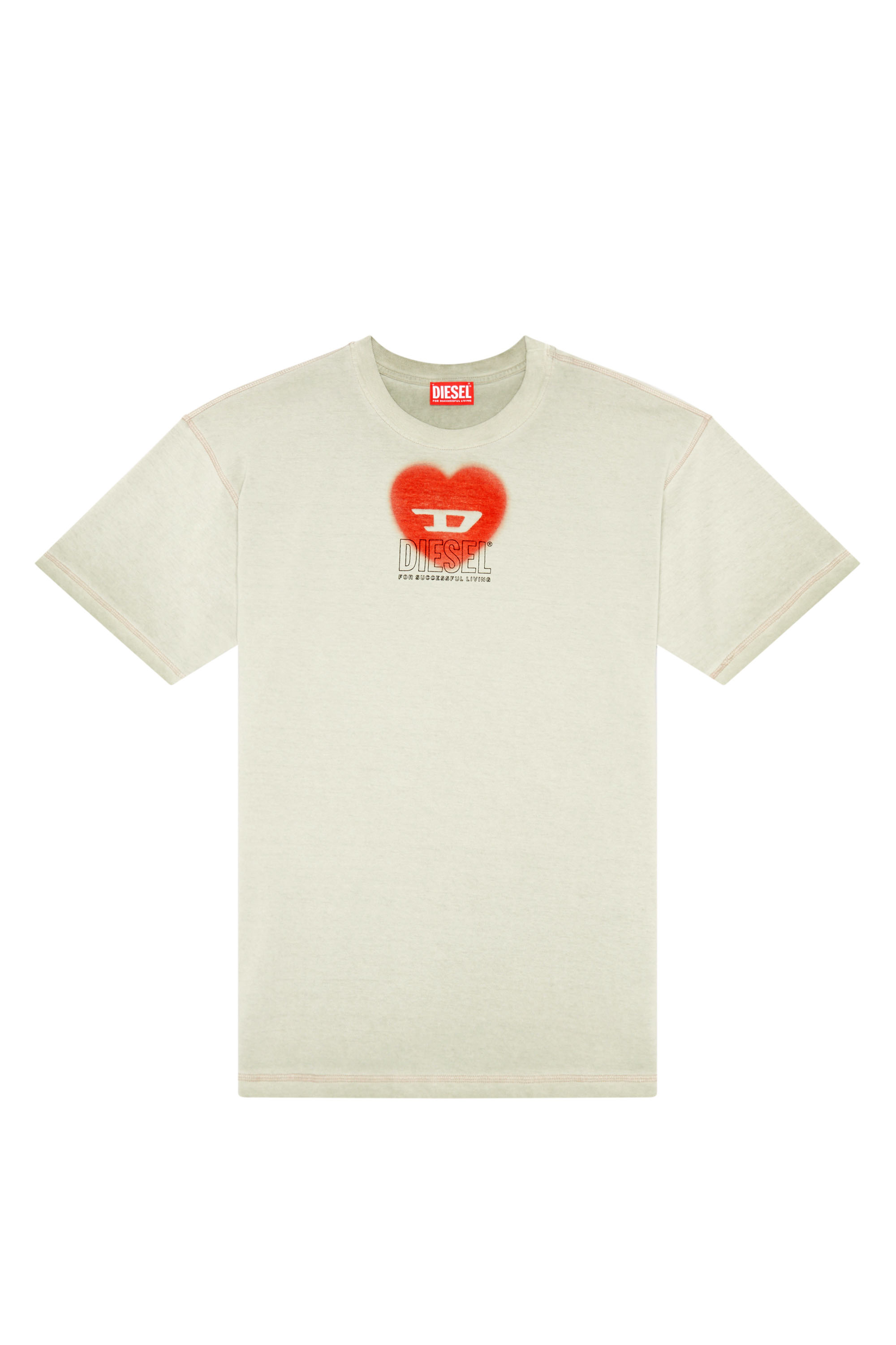 DIESEL ハートロゴ 半袖ミニTシャツ ベージュ Women's T-shirt with heart print | Beige | Diesel