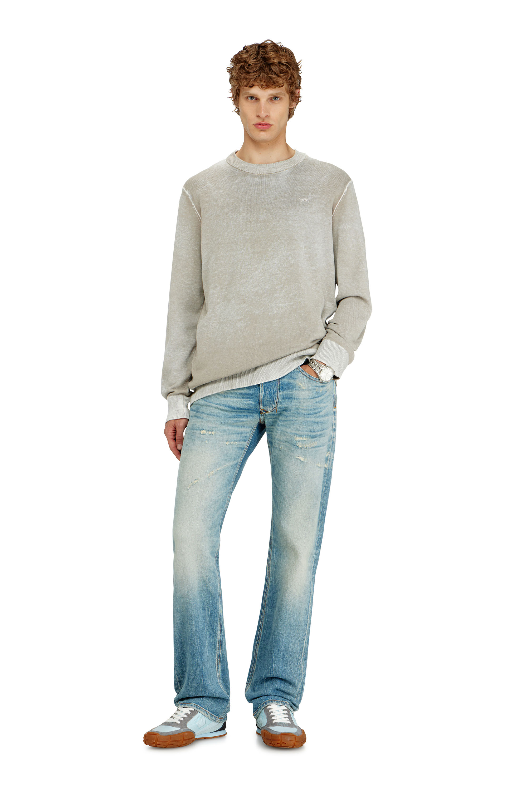 Diesel - K-LAURENT, Pull avec impression invers&eacute;e d&eacute;color&eacute;e Homme in Gris - 2