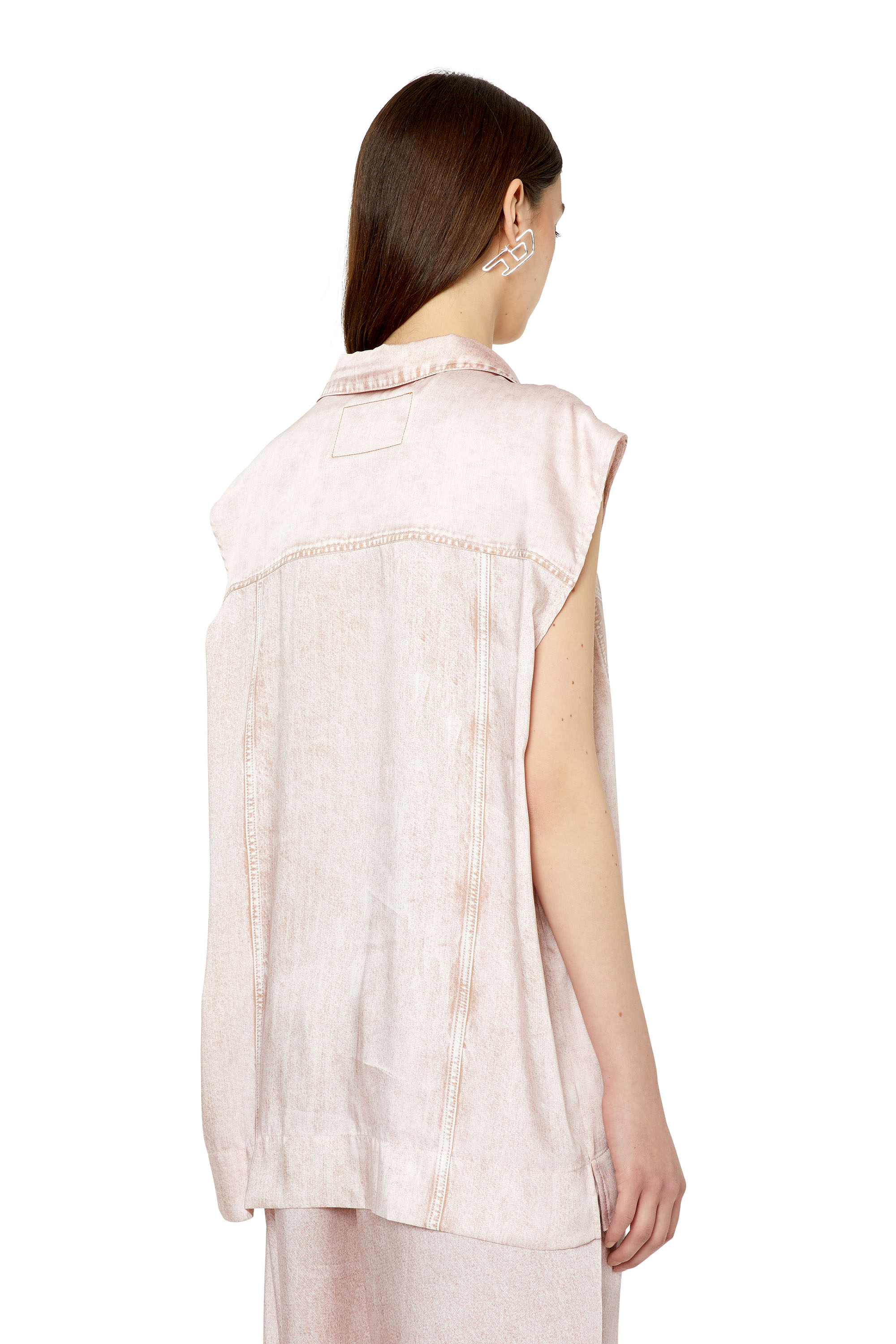 Diesel - C-MOHJA, Camisa sin mangas con estampado trampantojo Mujer in Rosa - 5