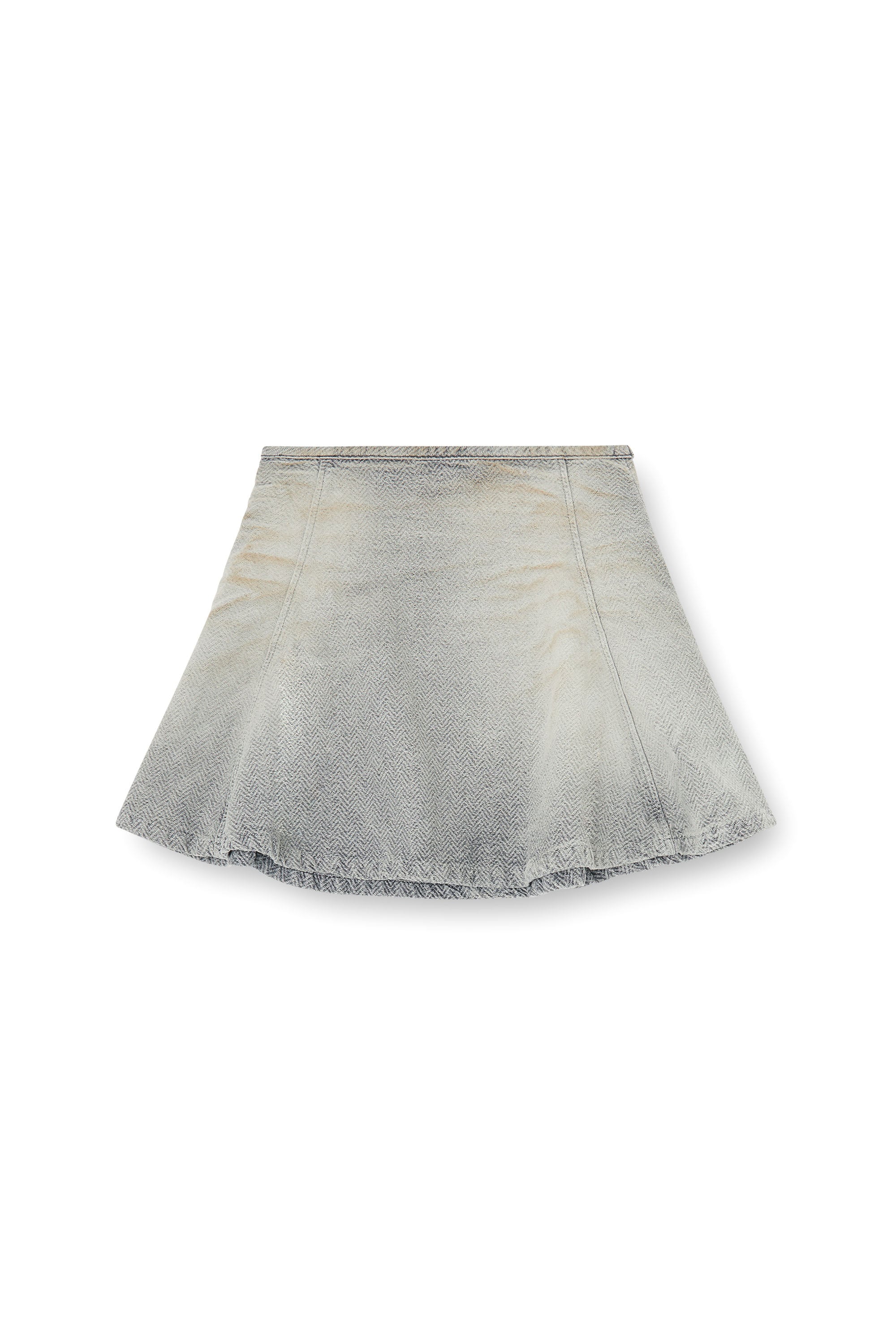 Diesel - DE-RAINE, Female's Skirt in distressed herringbone denim in Grey - 4