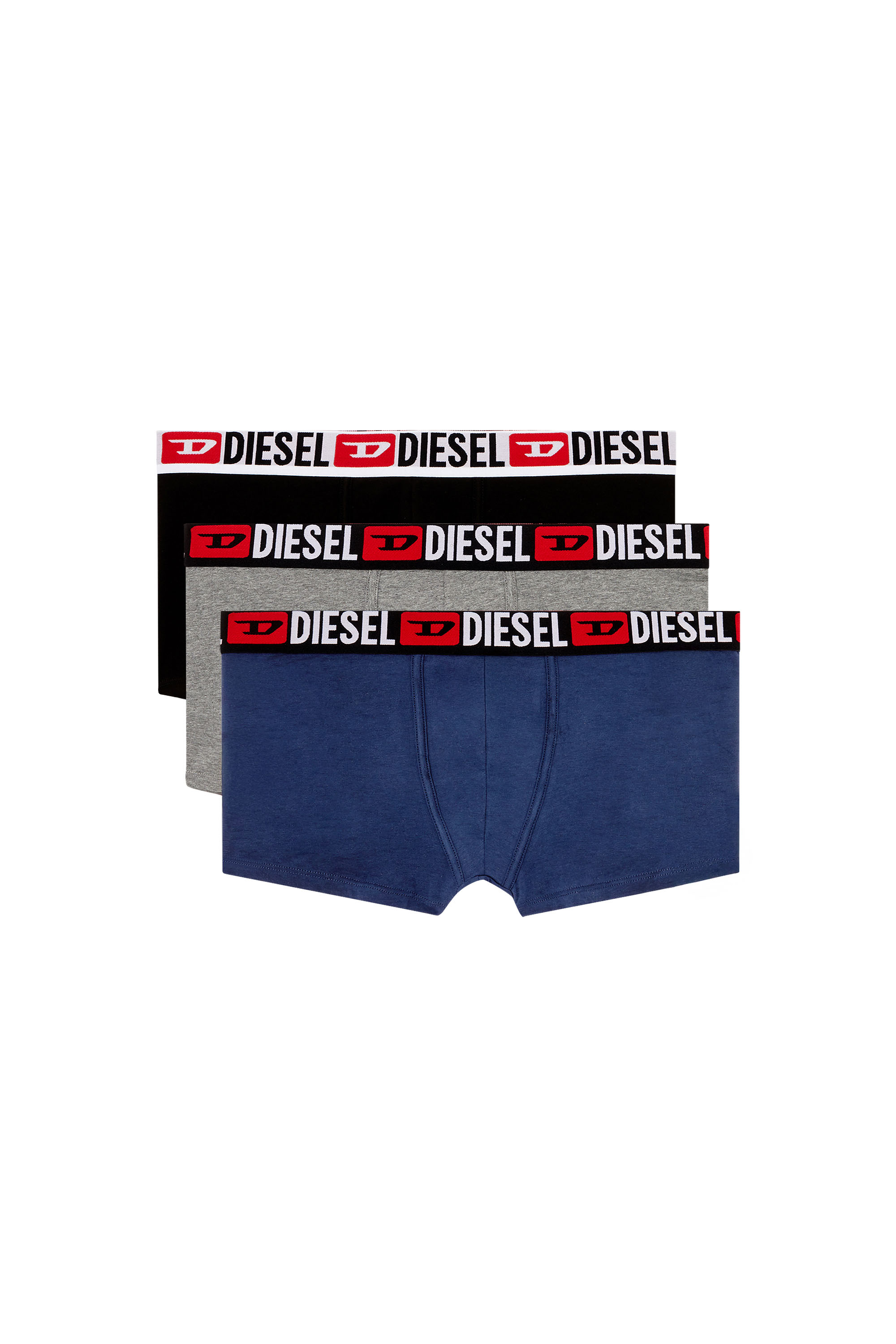 Diesel - UMBX-DAMIENTHREEPACK, Man's Three-pack of all-over logo waist boxers in Grey/Blue - 2