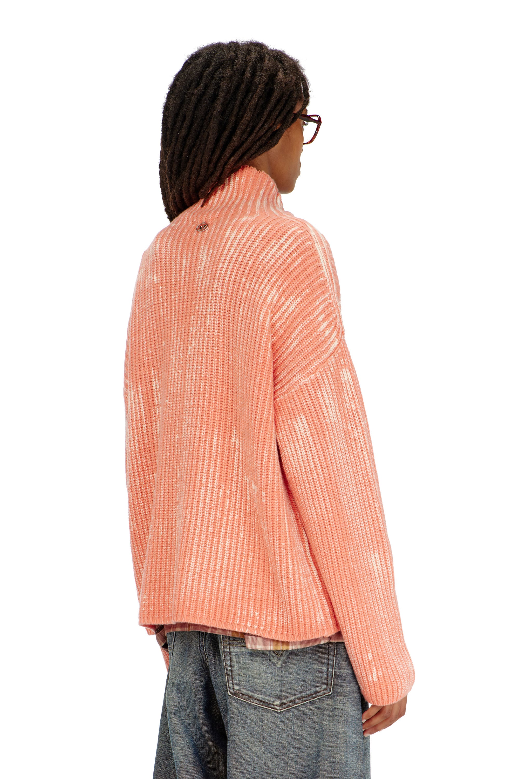 Diesel - M-AMET, Female's Funnel-neck jumper in ribbed wool blend in null - 4