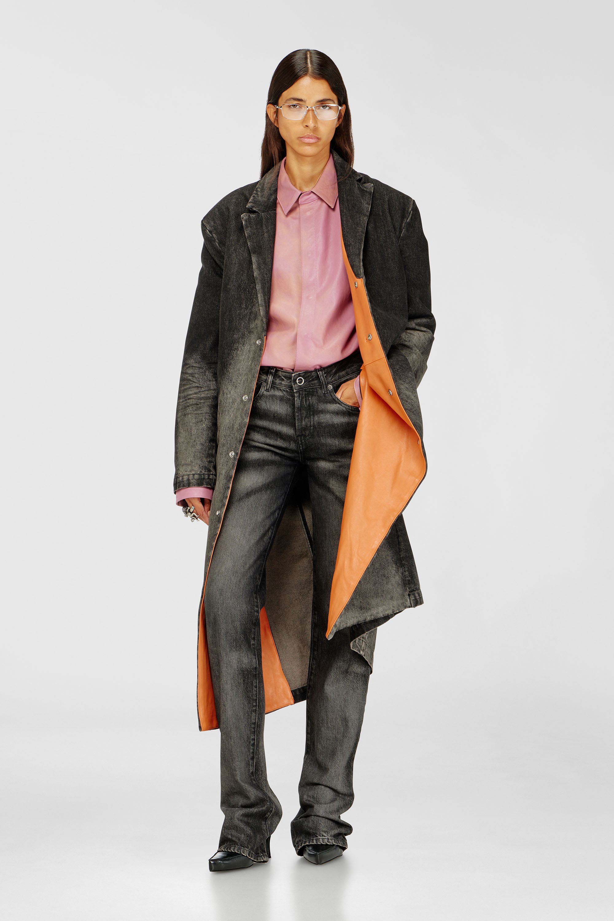 Diesel - D-IANCH-FSJ, Abrigo largo de denim con efecto desgastado Unisex in Negro - 2