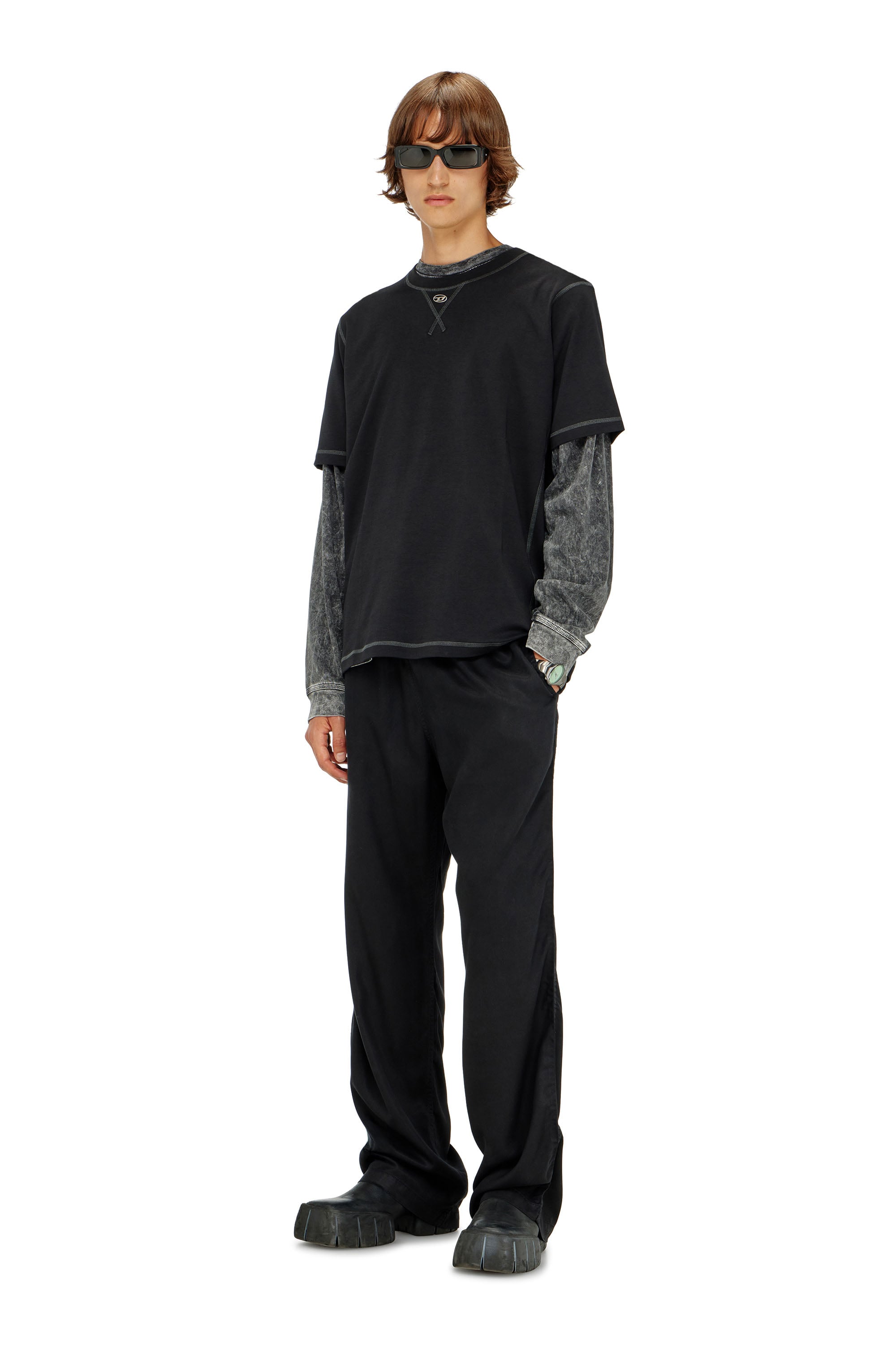 Diesel - T-MADJUST-TR, Camiseta regular con cuello redondo y Oval D Hombre in Gris - 2