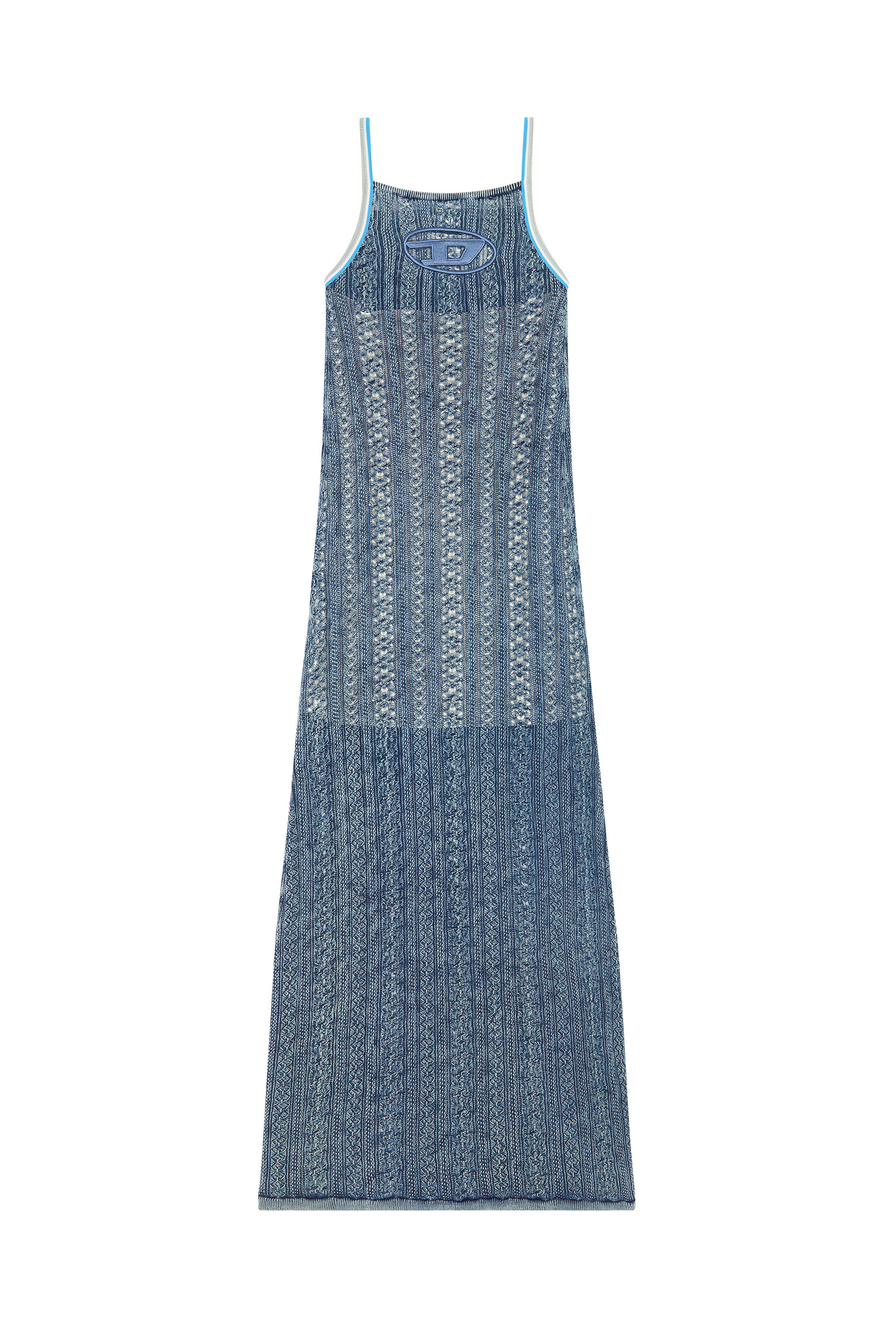 Diesel - M-ILDRED, Vestido largo de tejido de algod&oacute;n en punto pointelle Mujer in Azul marino - 2