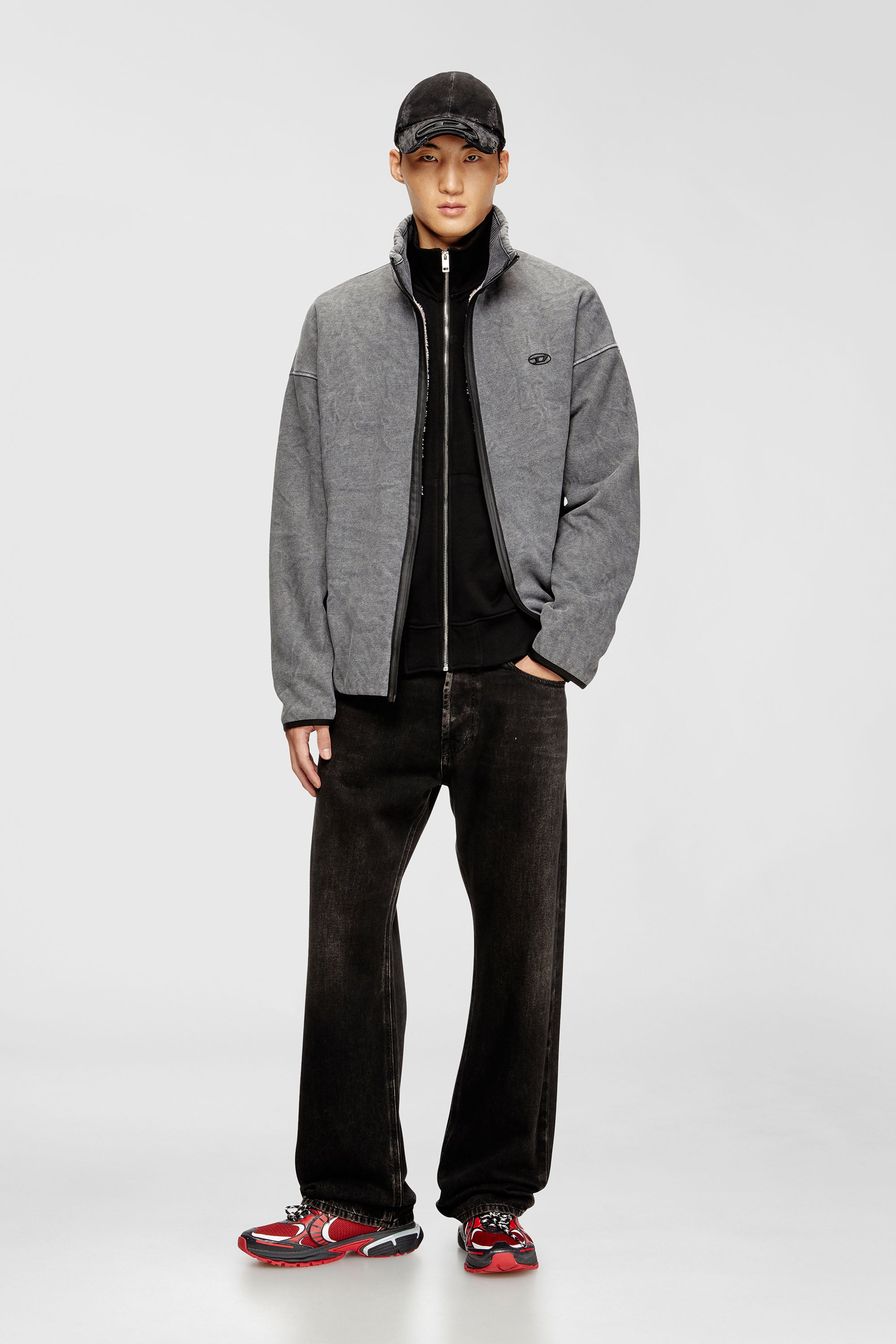 Diesel - S-BATY-NEW, Sudadera con cierre de cremallera y forro interior Hombre in Gris - 1
