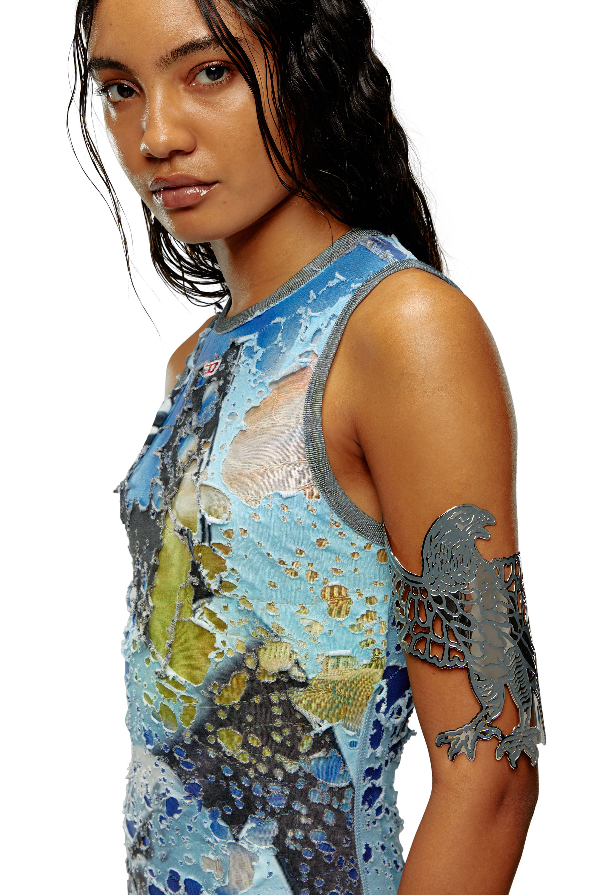 Diesel - EAGLE ARMBAND, Manchette aigle Femme in Gris argent&eacute; - 4