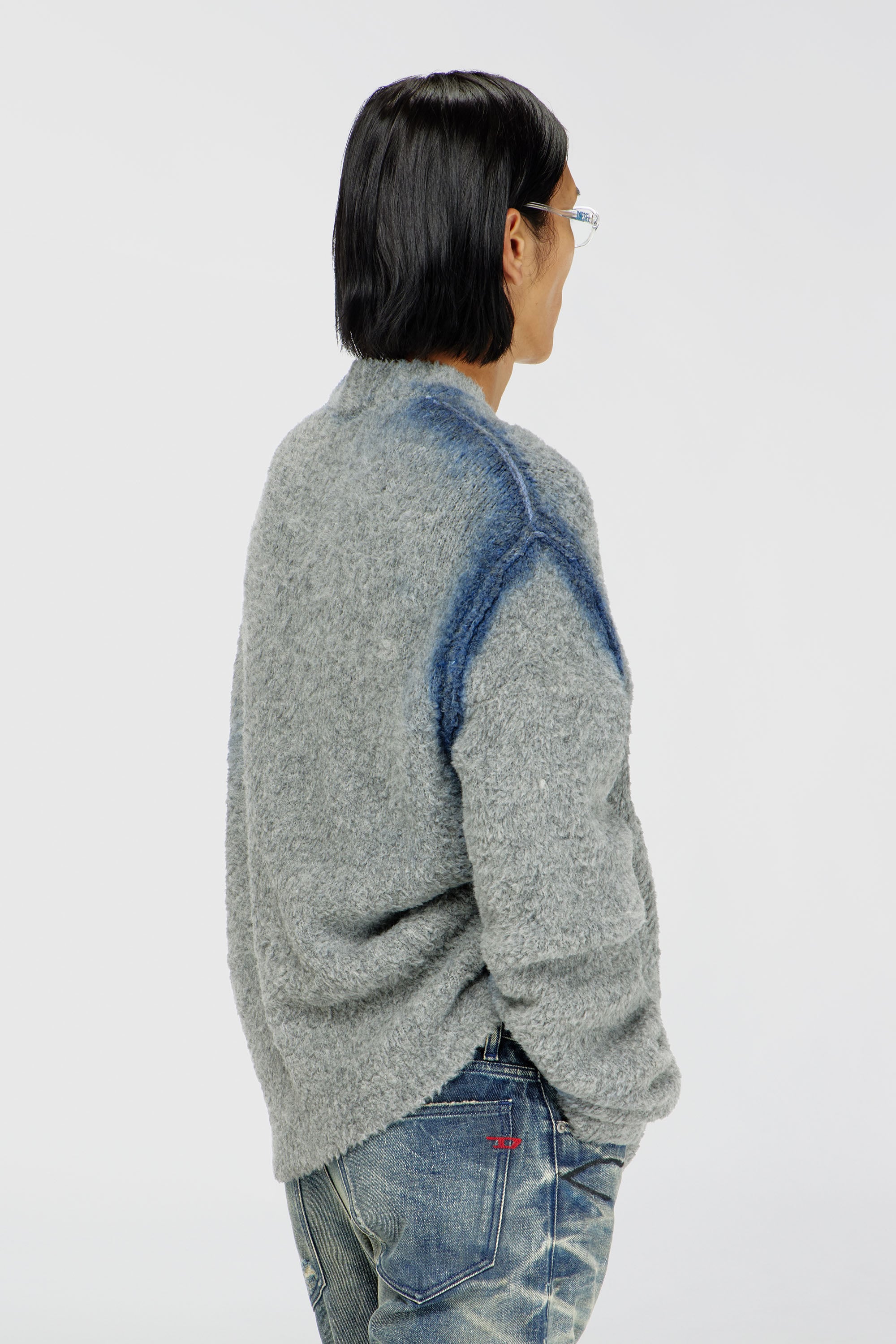 Men's Alpaca-blend cardigan with spray-dyed seams | Grey | Diesel US