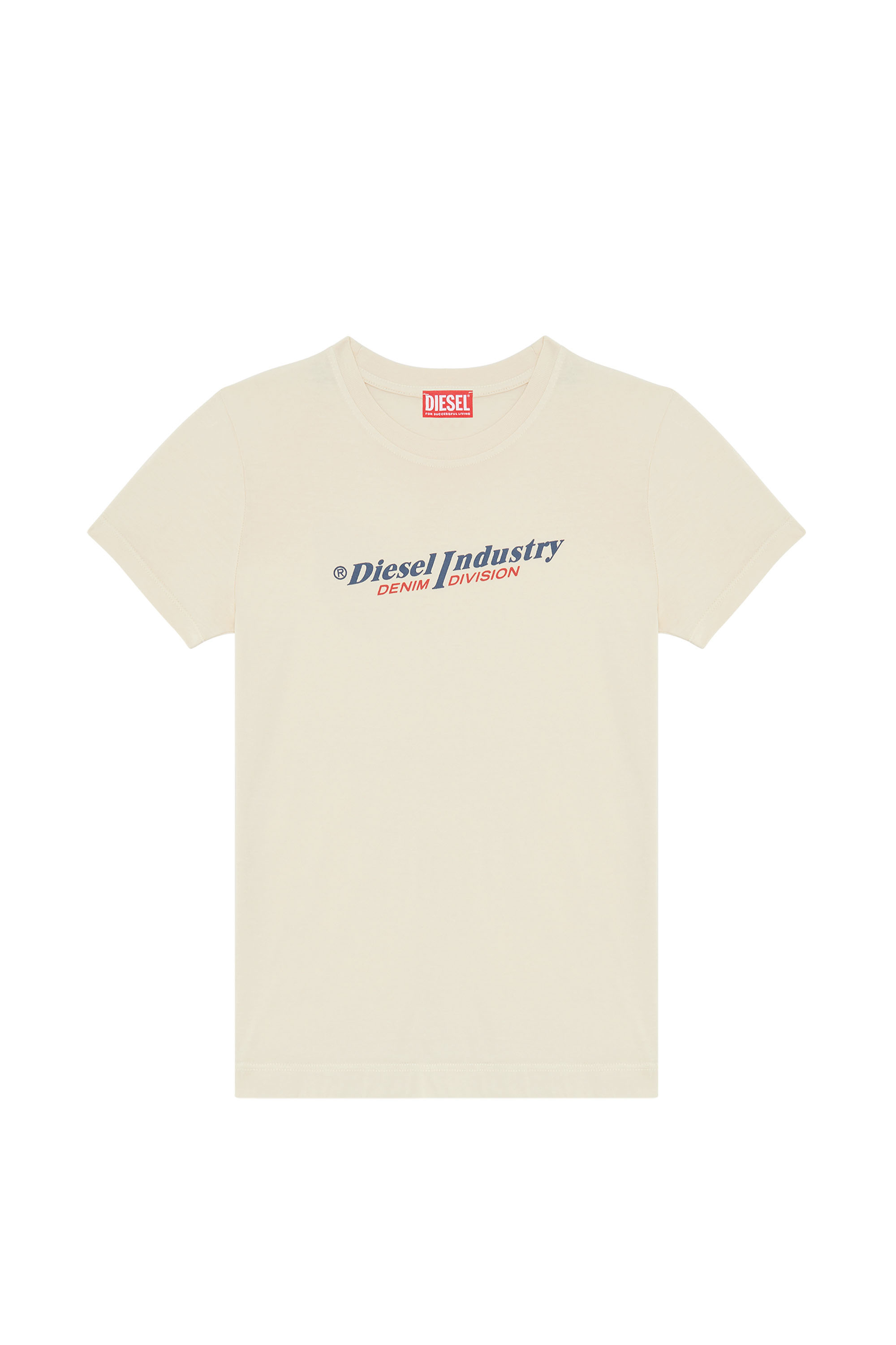 Diesel - T-SLI-IND, Woman's T-shirt with Diesel Industry print in Face Powder - 2