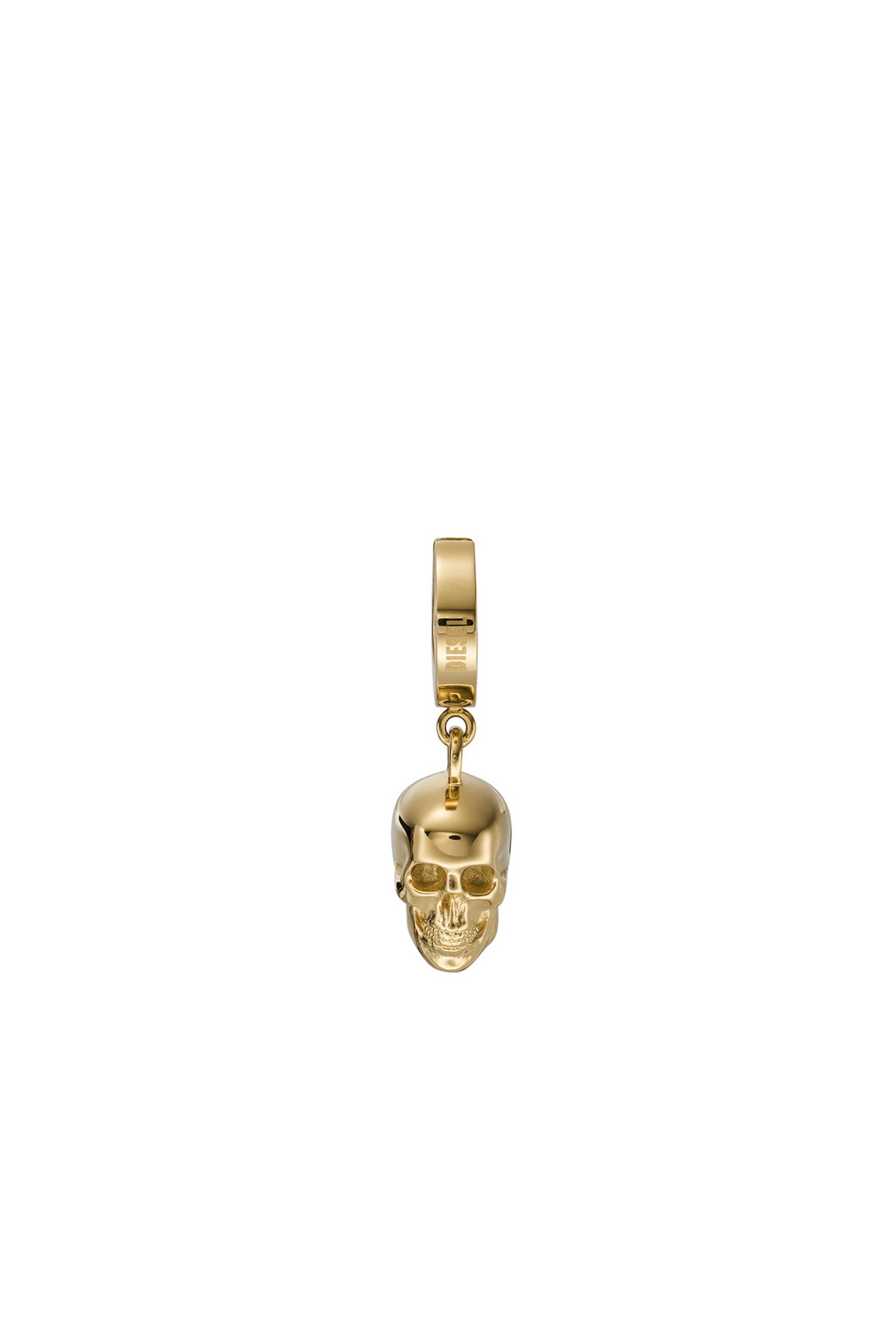 銅剣 DX1379 Man: Gold Stainless Steel Skull Hoop Earrings | Diesel