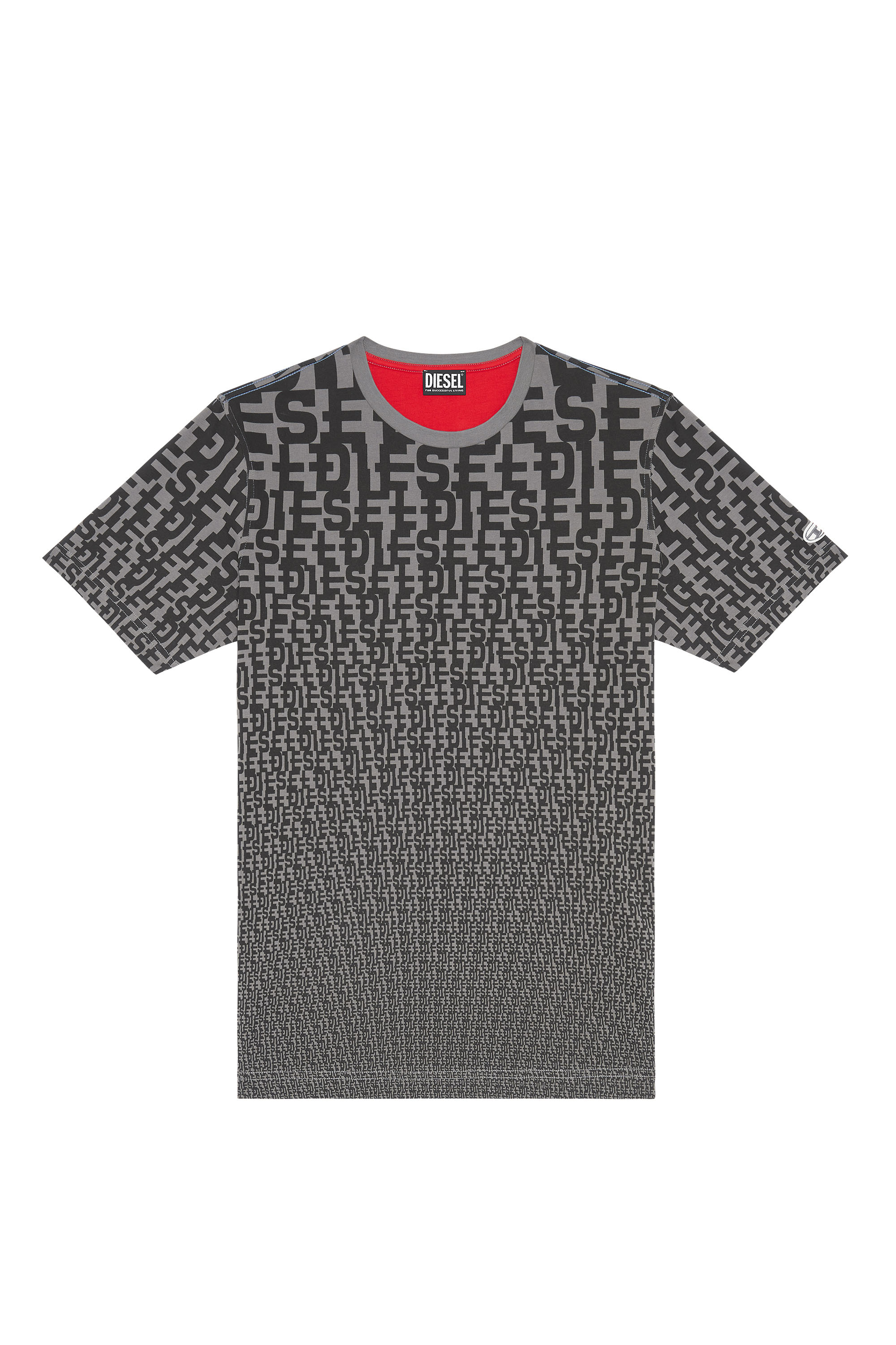 Diesel - T-JUST-MON, Man's T-shirt with all-over monogram print in Grey - 2