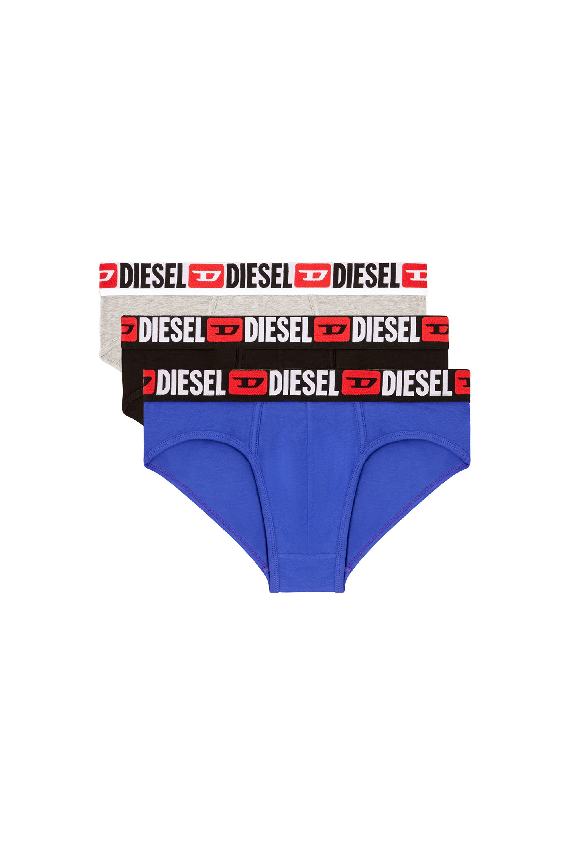 Diesel - UMBR-ANDRETHREEPACK, Man's Three-pack of solid-colour briefs in Blue/Black - 2