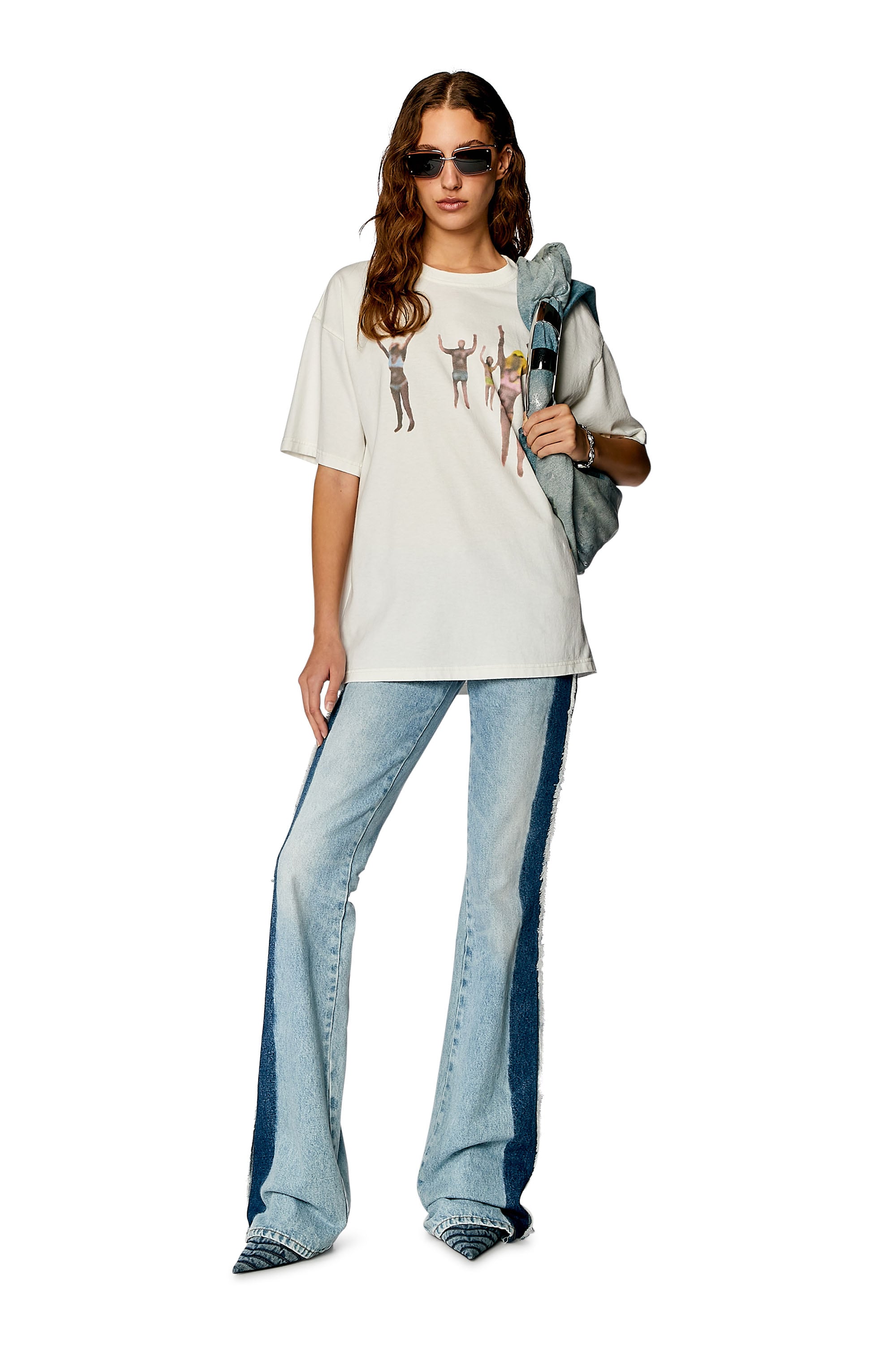 Oversized graphic t-shirt with airbrush body prints | White