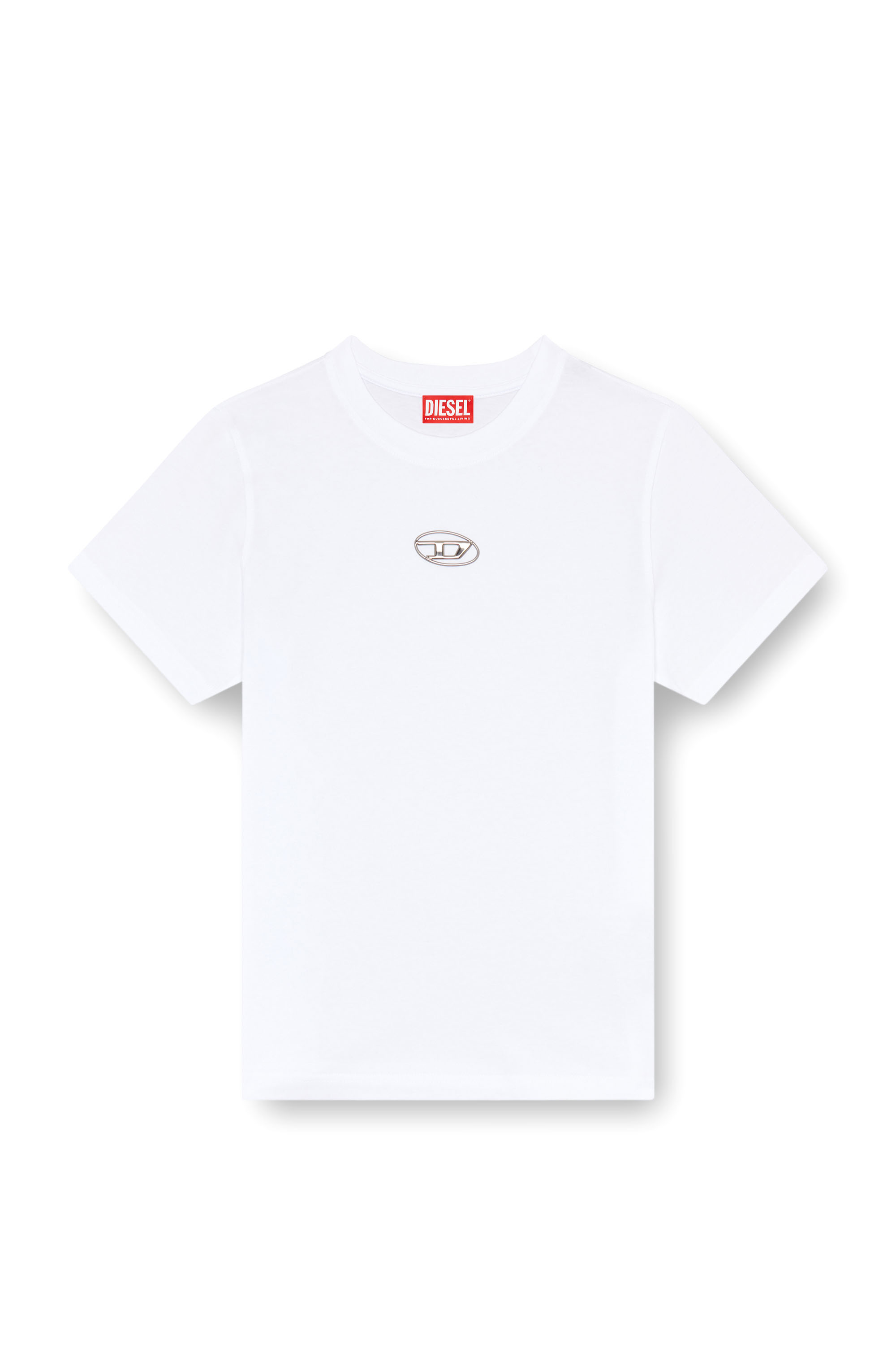 Diesel - T-REGS-OD, Woman's T-shirt with metallic Oval D print in White - 3