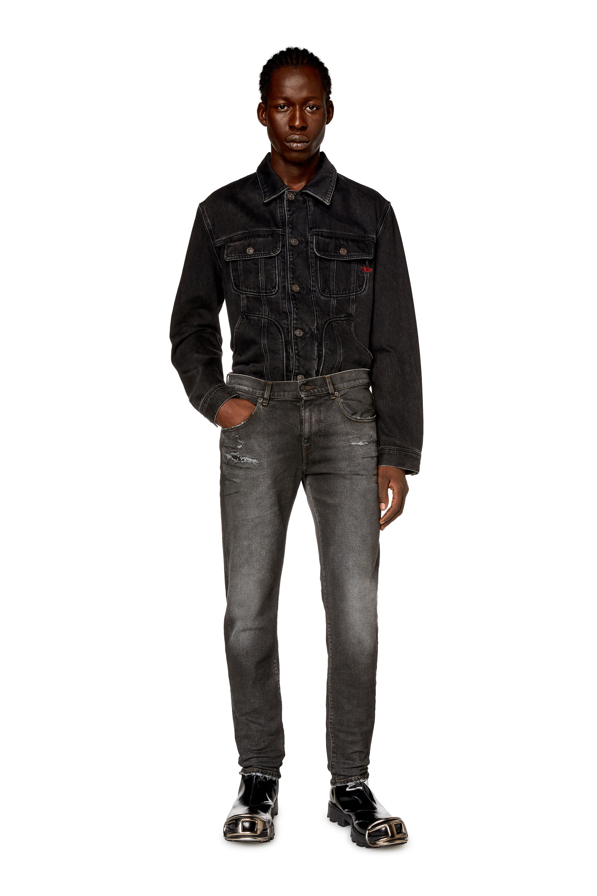 Diesel - Man's Slim Jeans 2019 D-Strukt E9D78, Black/Dark grey - 4