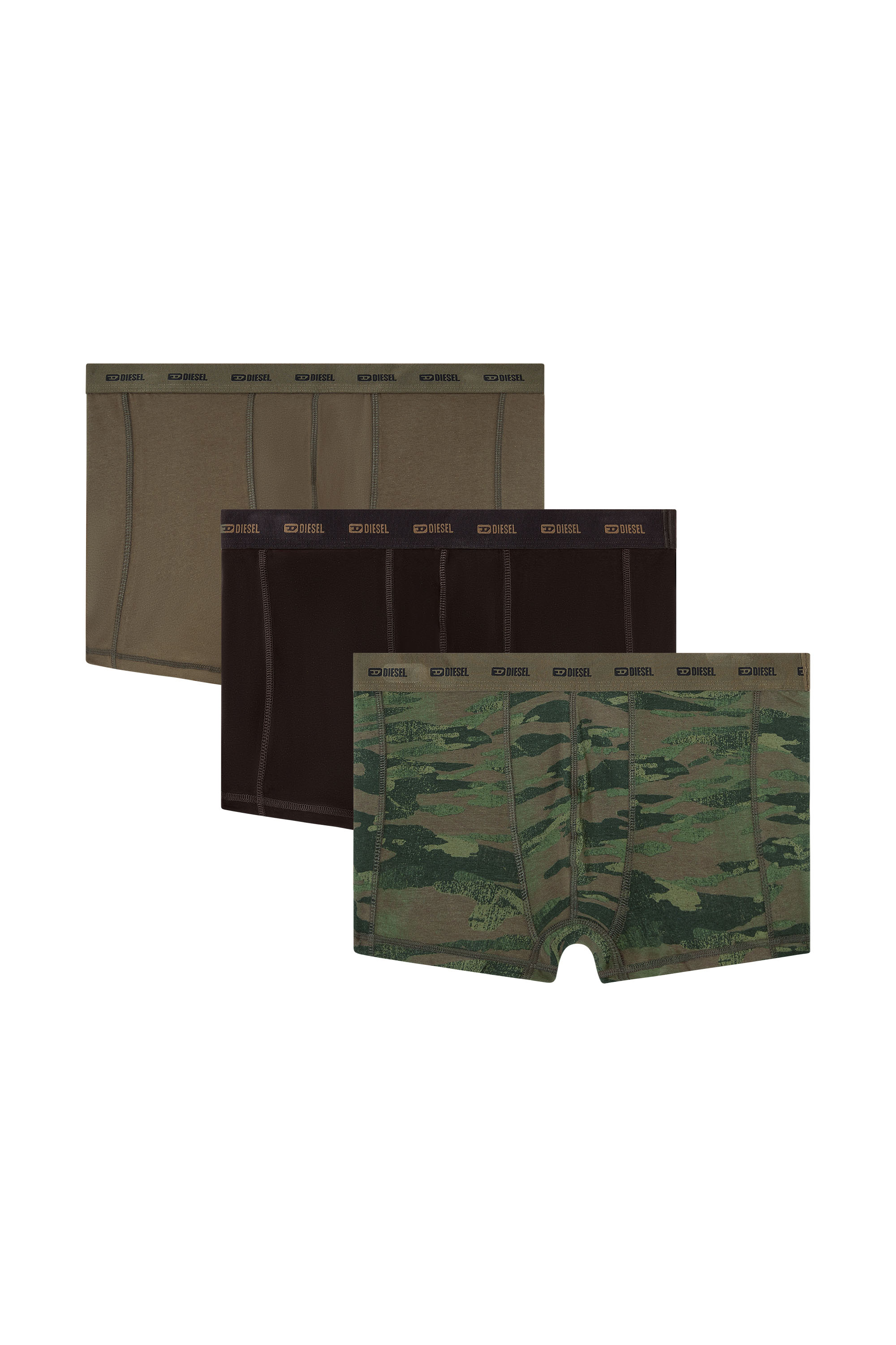 Diesel - DAMIEN-UTLT-3PACK, Man's 3-pack of boxer briefs plain and camo in Green/Black - 4