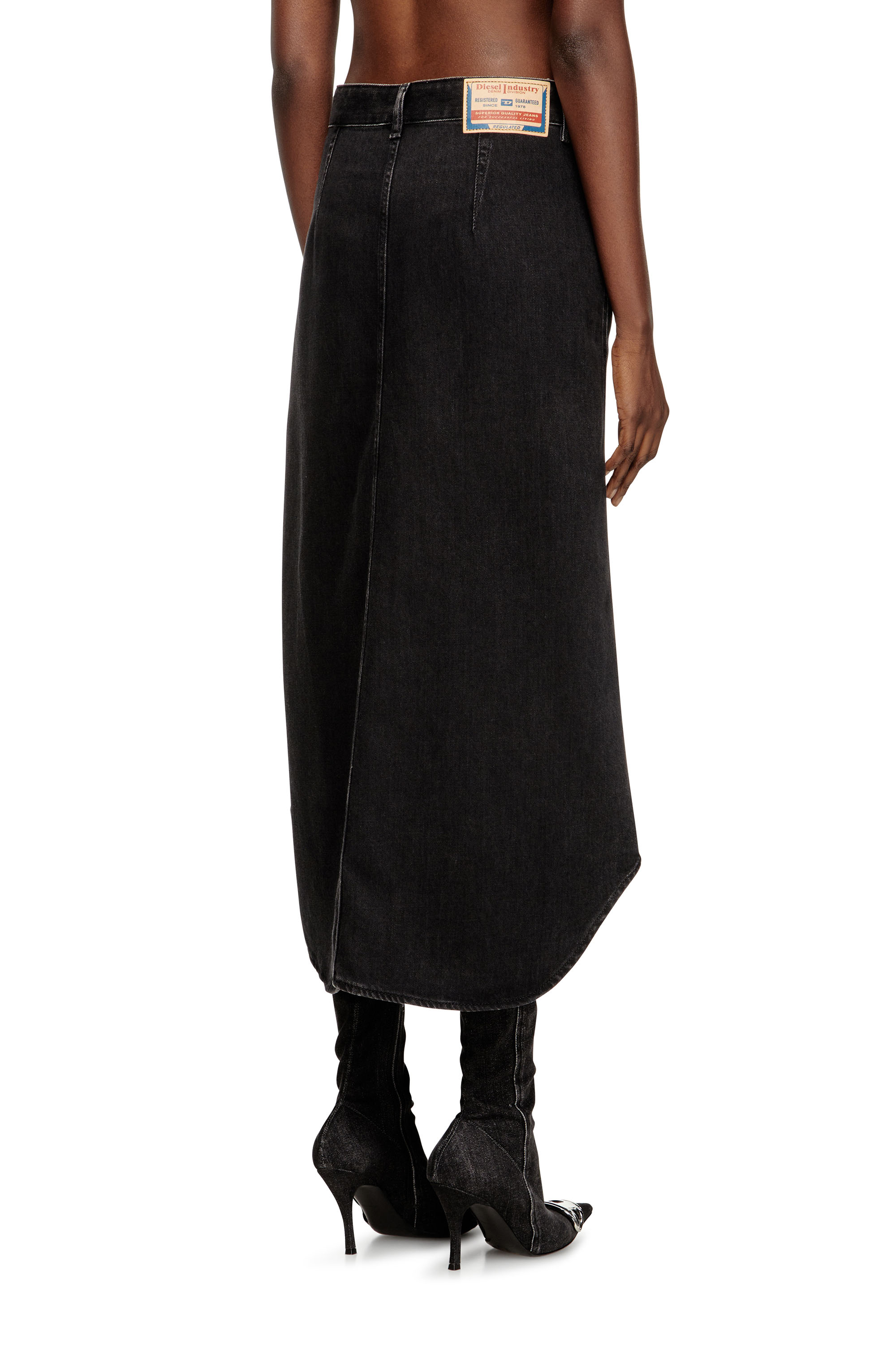 Diesel - DE-ARD-LONG, Female's Midi denim skirt in Black - 4